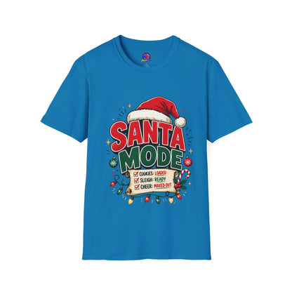 Santa Mode T-Shirt — Holiday Christmas Graphic Tee with Santa Hat