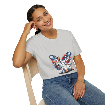 USA Soccer Player Flag T-Shirt — Patriotic Football Fan Tee