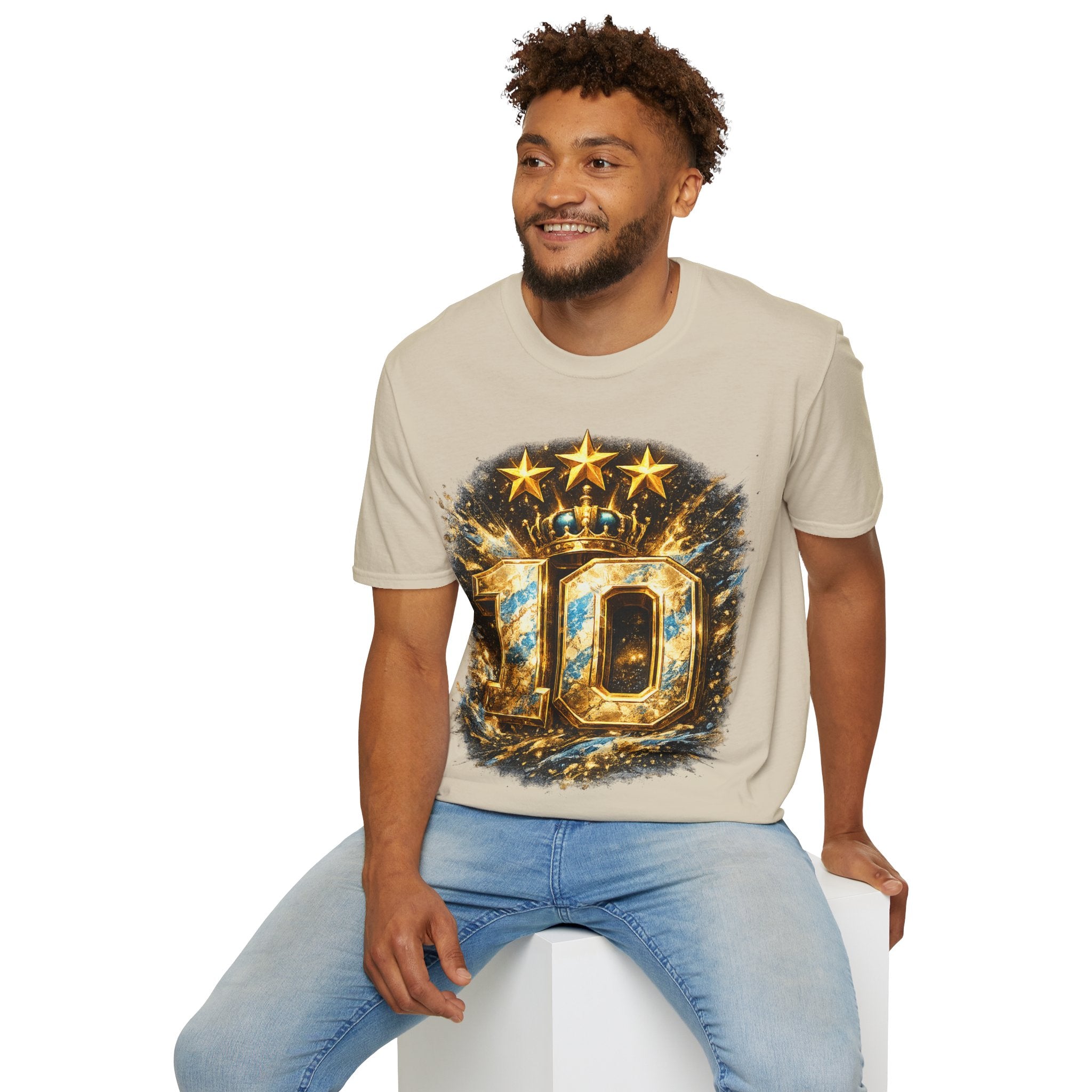 Argentina, MESSI #10 T-Shirt — Gold Crown '10' Victory Graphic Tee