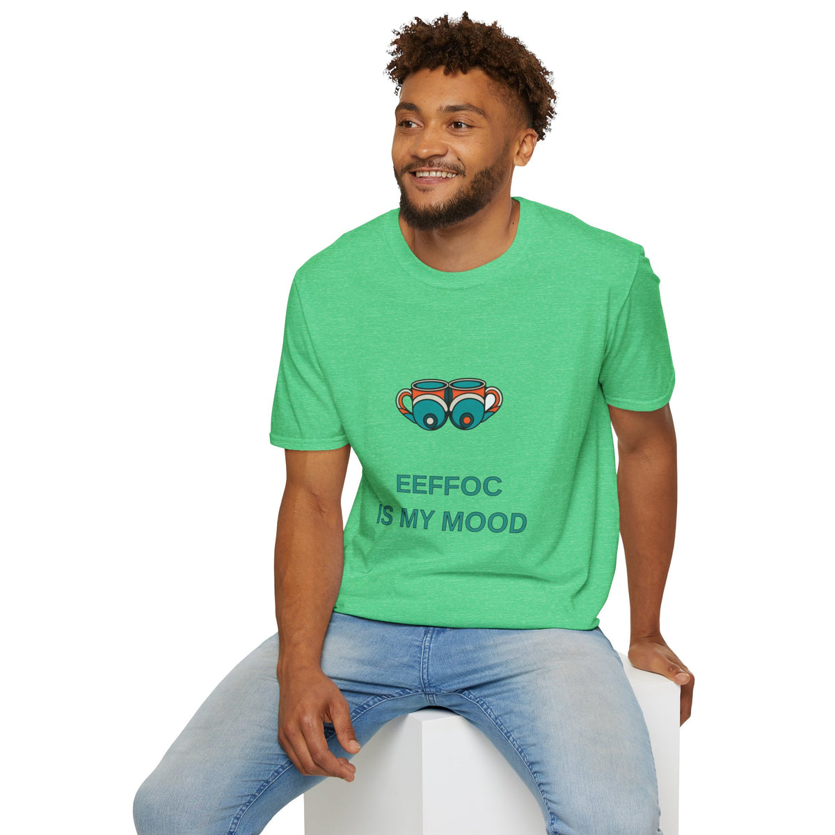Coffee Cups Graphic T-Shirt — "EEFFOC IS MY MOOD" Casual Coffee Lover Tee - Trending Now - August 2026