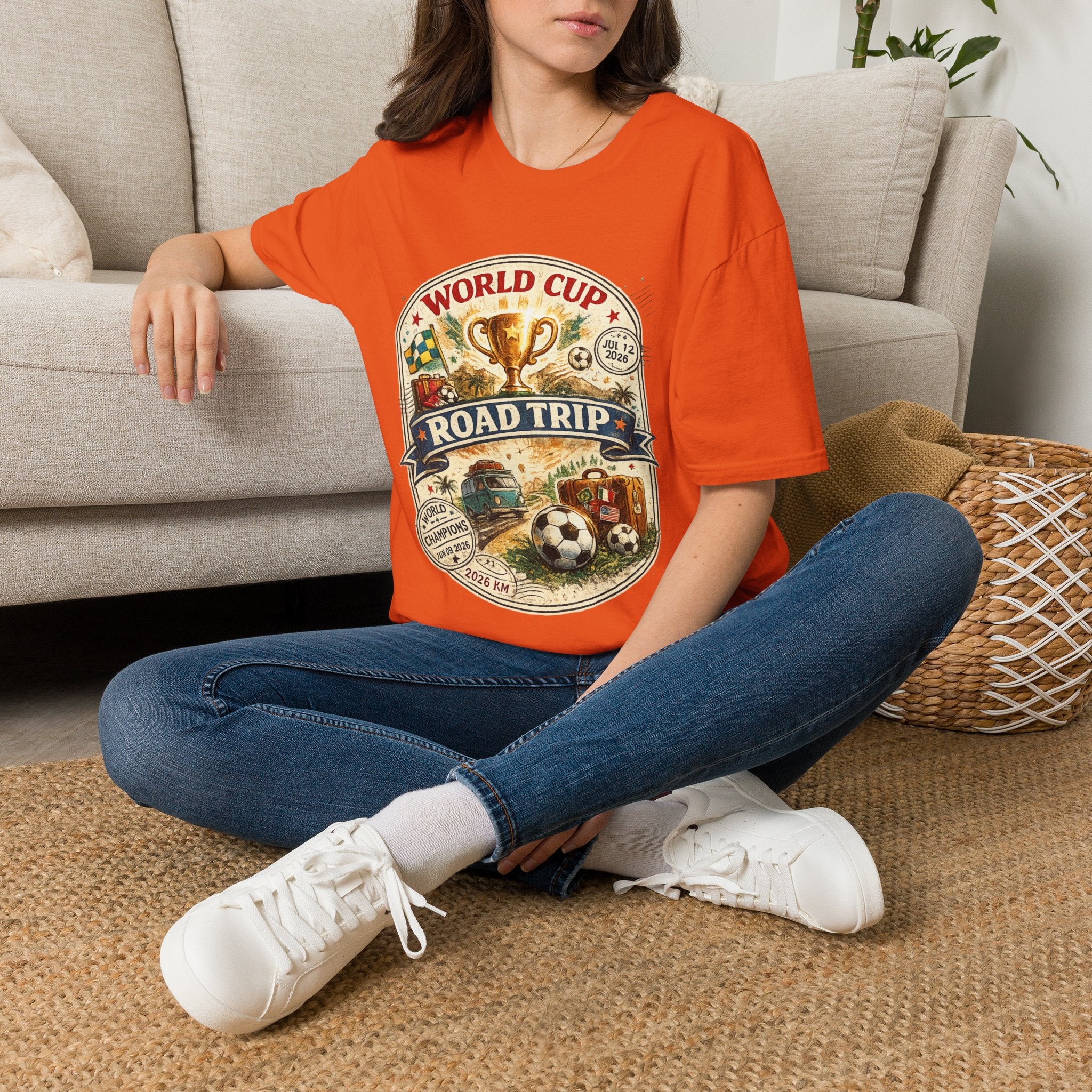 World Cup Road Trip T-Shirt — Vintage Soccer Trophy Design
