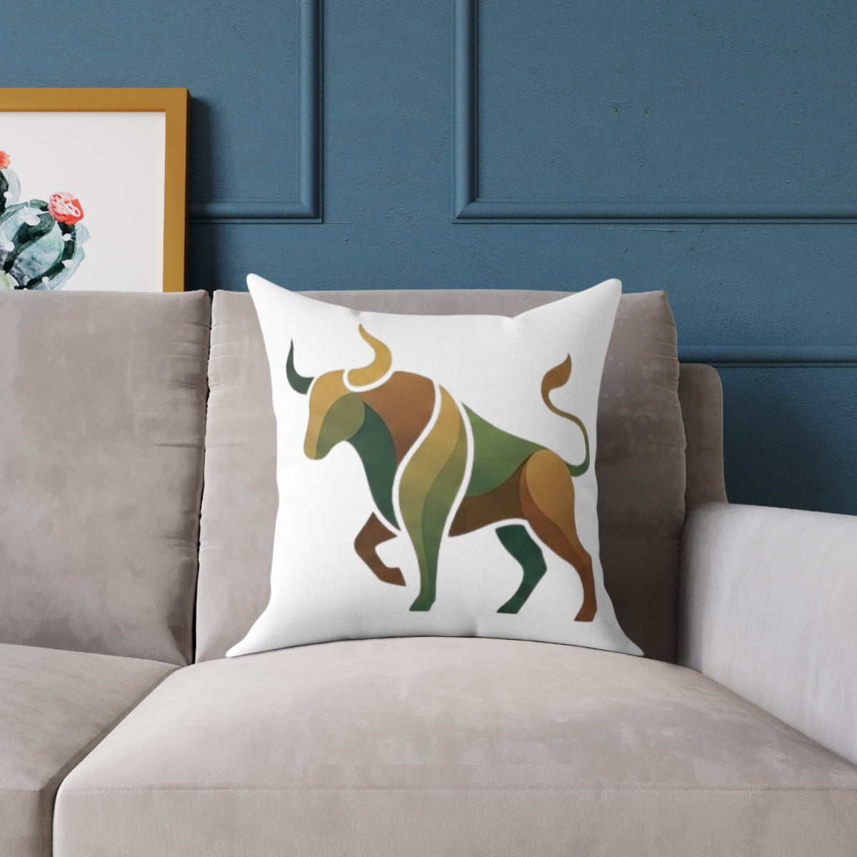 Zodiac Taurus Bull  Astrological Square Poly Canvas Pillow