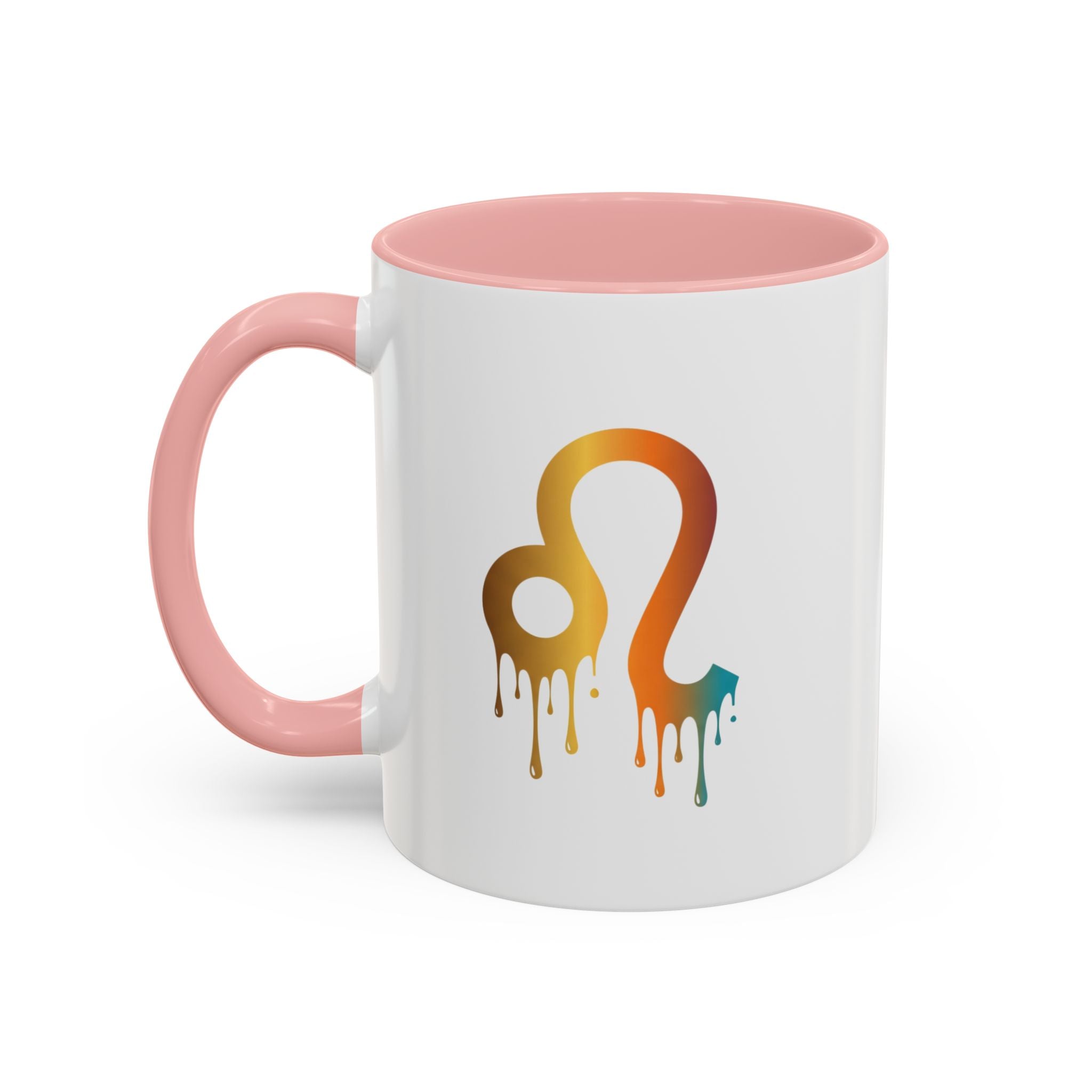 Leo Zodiac Coffee Mug — Dripping Rainbow Leo Symbol Accent Mug