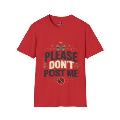 T-Shirt — Please Don’t Post Me Graphic Tee (Cute Bow, Social Media Humor)