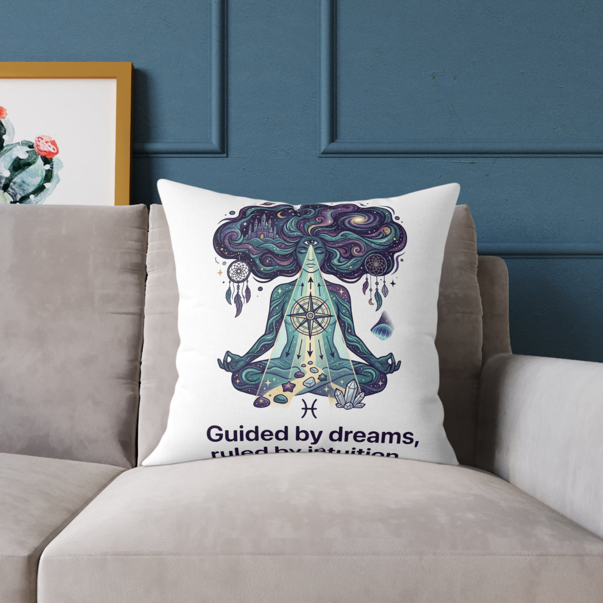 Pisces Zodiac Guided By Dreams Square Poly Canvas Pillow
