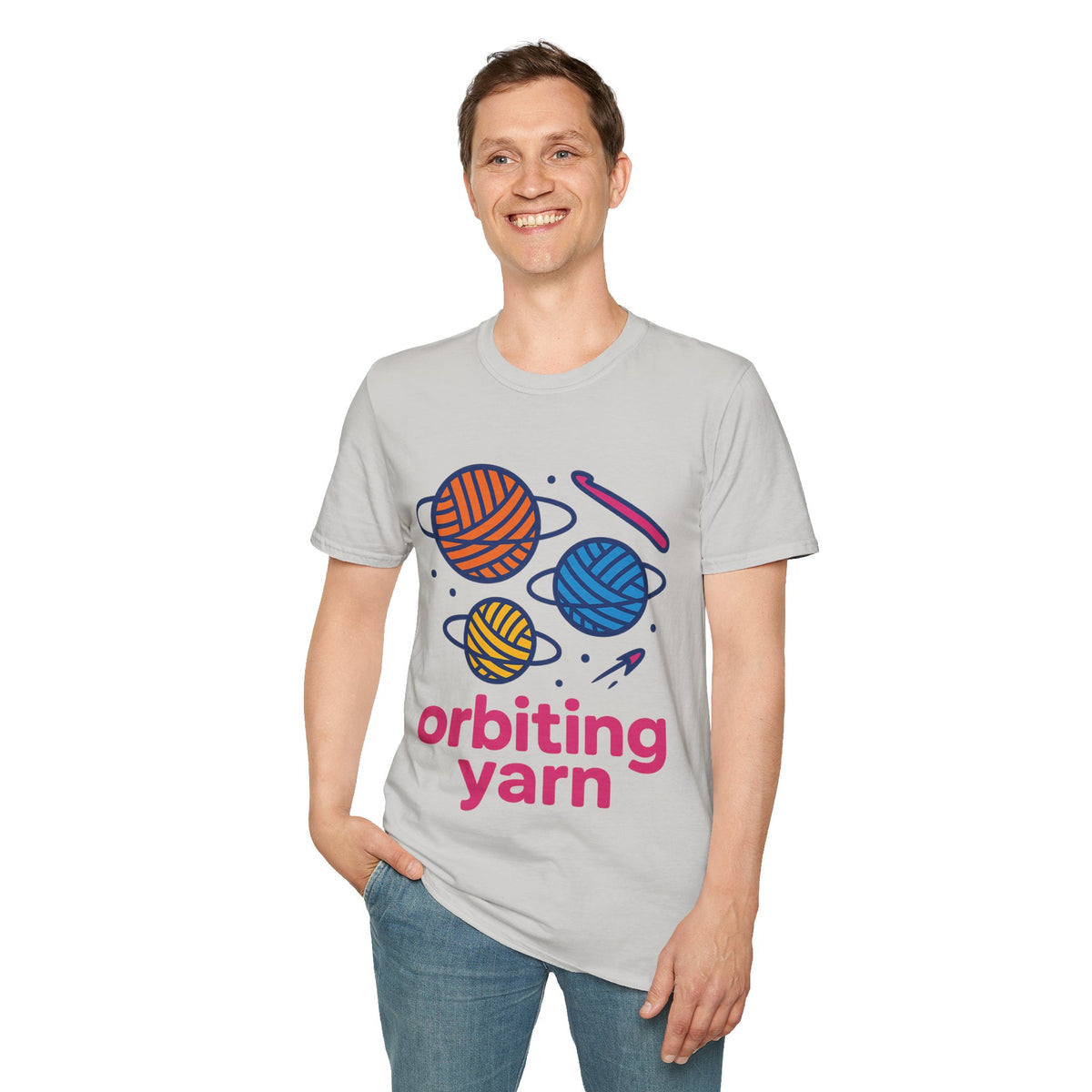 "Orbiting Yarn" Space Galaxy Crochet Graphic Tee - Funny Knitting Crafter White T-Shirt - Trending Now - September 2026