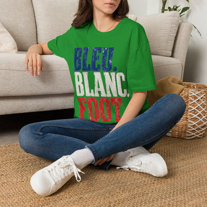 France T-Shirt — Bleu Blanc Foot Vintage French Flag Soccer Graphic Tee