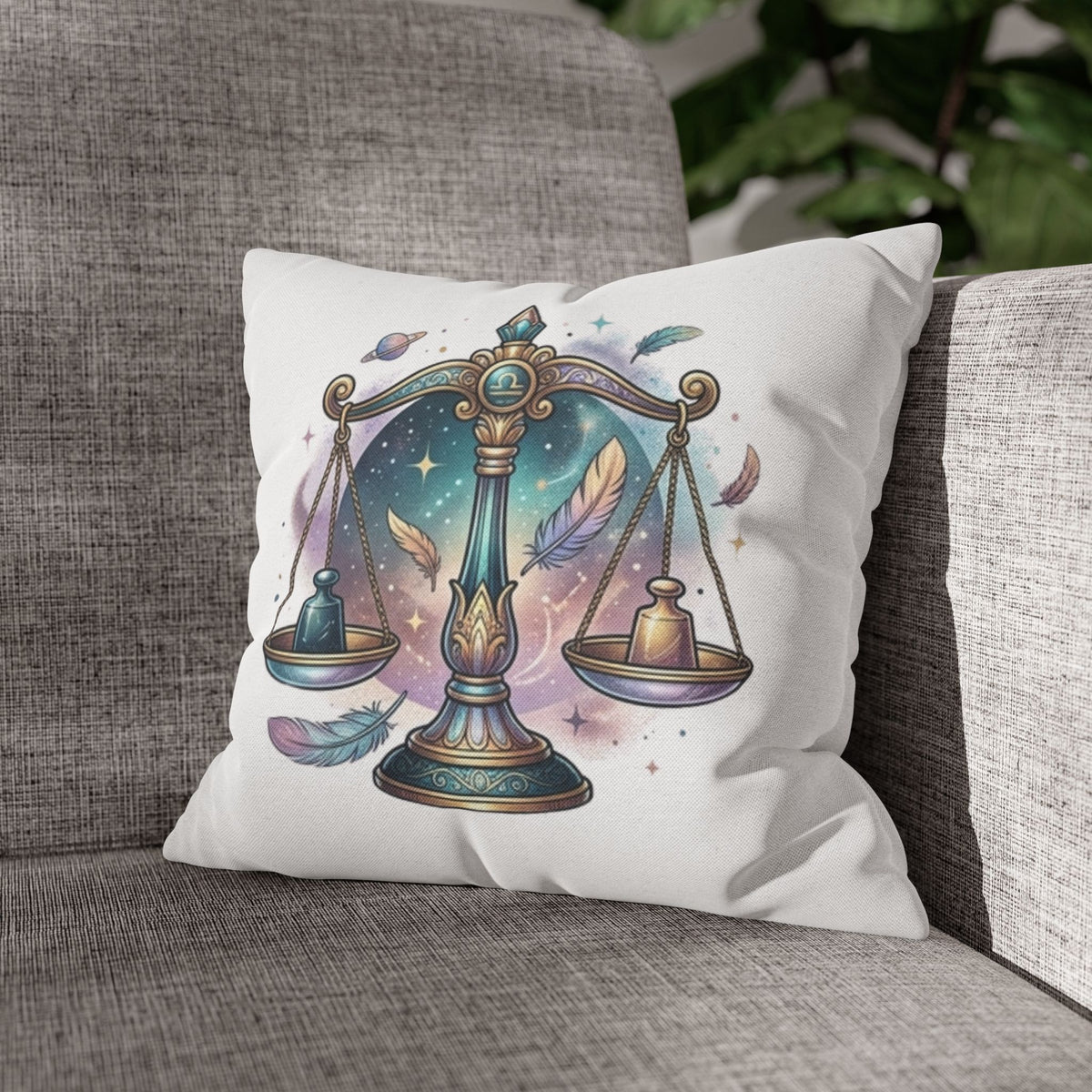 Libra Zodiac Pillowcase — Celestial Scales Decorative Throw Pillow