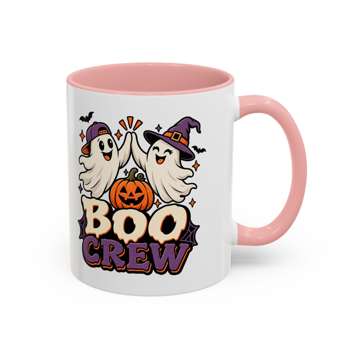 Boo Crew Halloween Accent Coffee Mug — Cute Ghosts & Jack-O'-Lantern Design (11/15 oz)