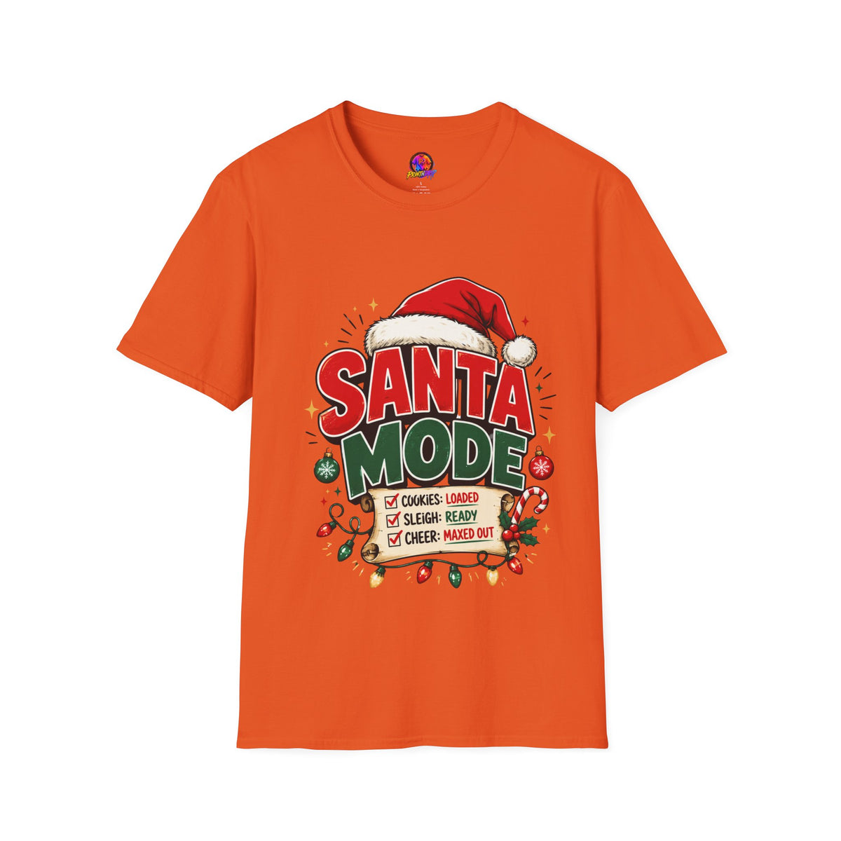 Santa Mode T-Shirt — Holiday Christmas Graphic Tee with Santa Hat