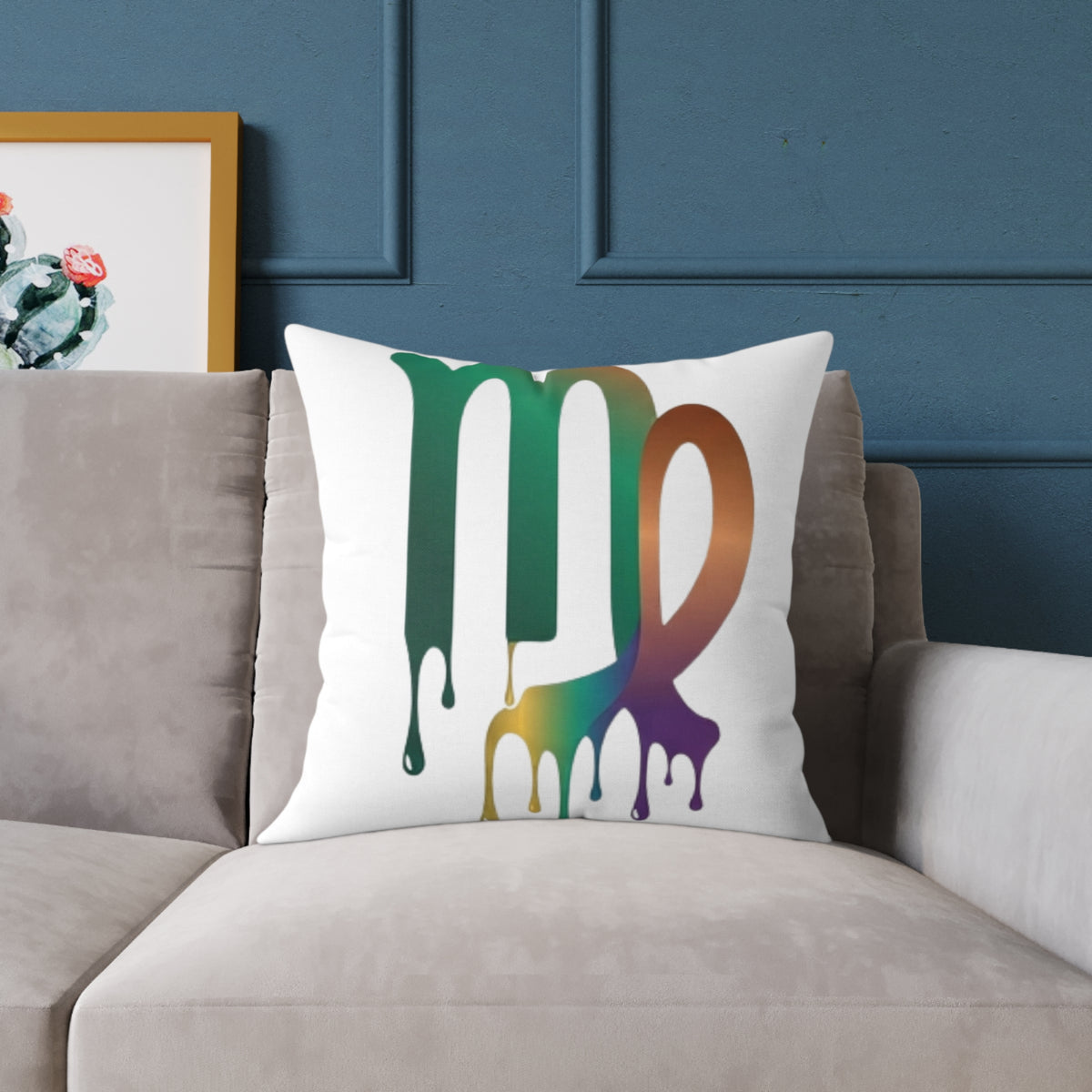 Dripping Virgo Zodiac Square Poly Canvas Pillow