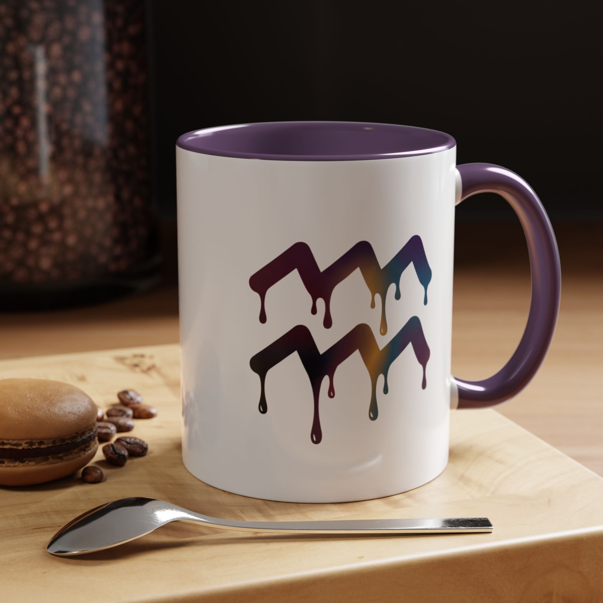 Dripping Rainbow Chevron Accent Coffee Mug — Colorful Gradient Art