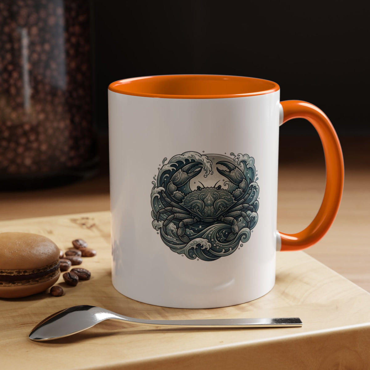 Cancer Zodiac Crab Ocean Crest Accent Coffee Mug
