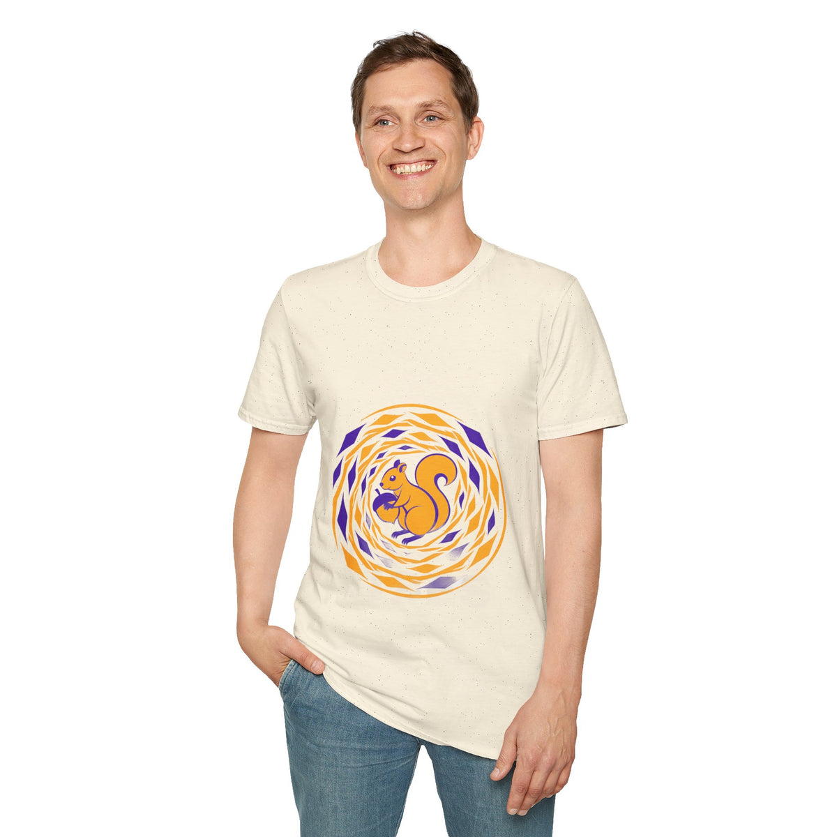 Squirrel Swirl Graphic T-Shirt — Playful Orange & Purple Nature Tee - Trending Now - September 2026
