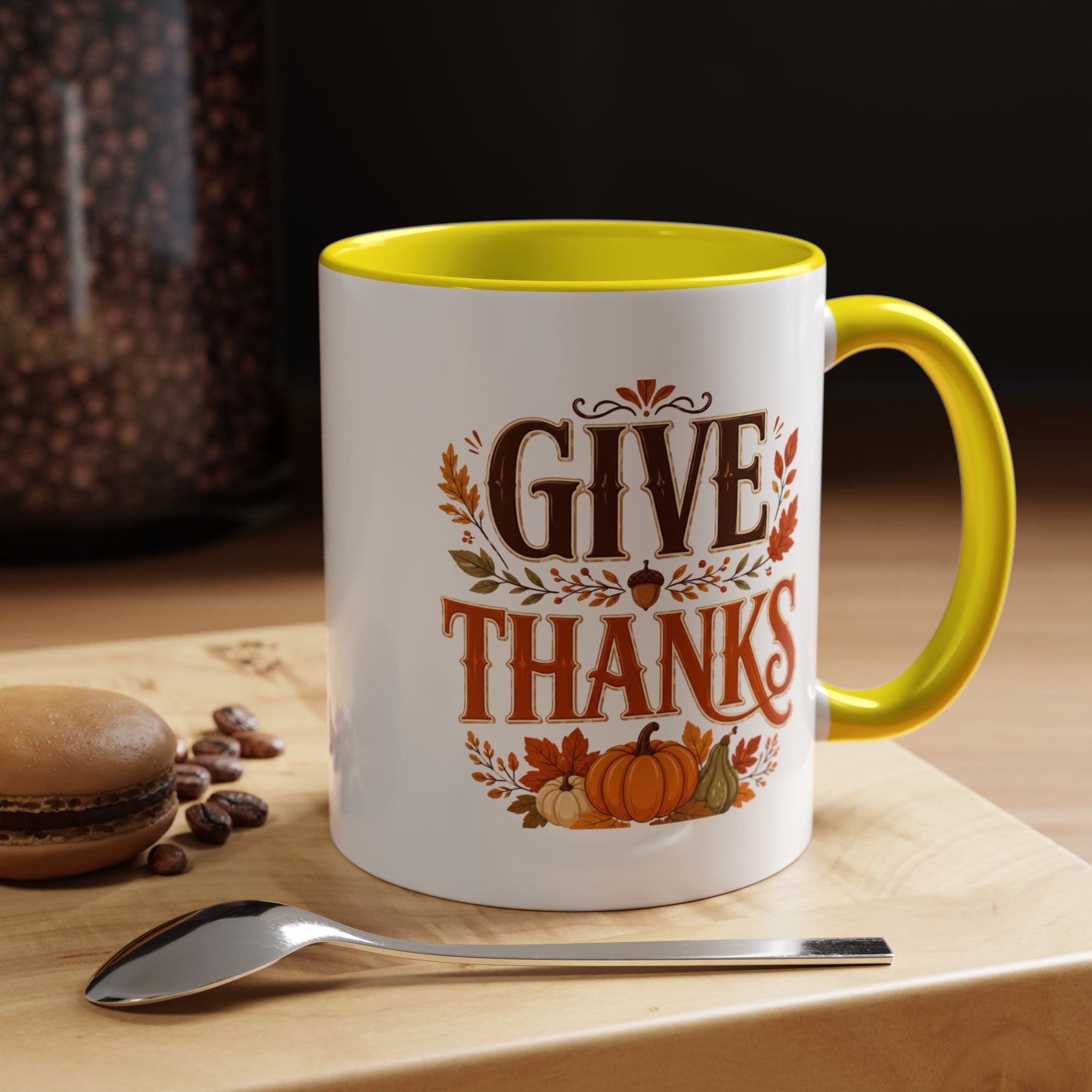 Thanksgiving Mug Give Thanks Coffee Mug — Thanksgiving Fall Accent Mug