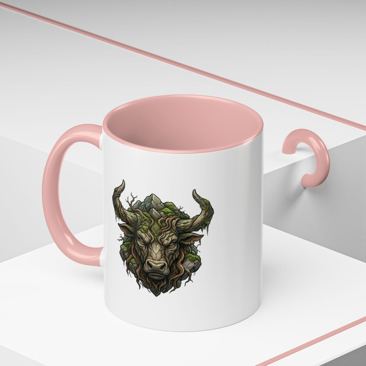 Taurus Bull Nature Coffee Mug — Rustic Green Bull Head Accent Mug