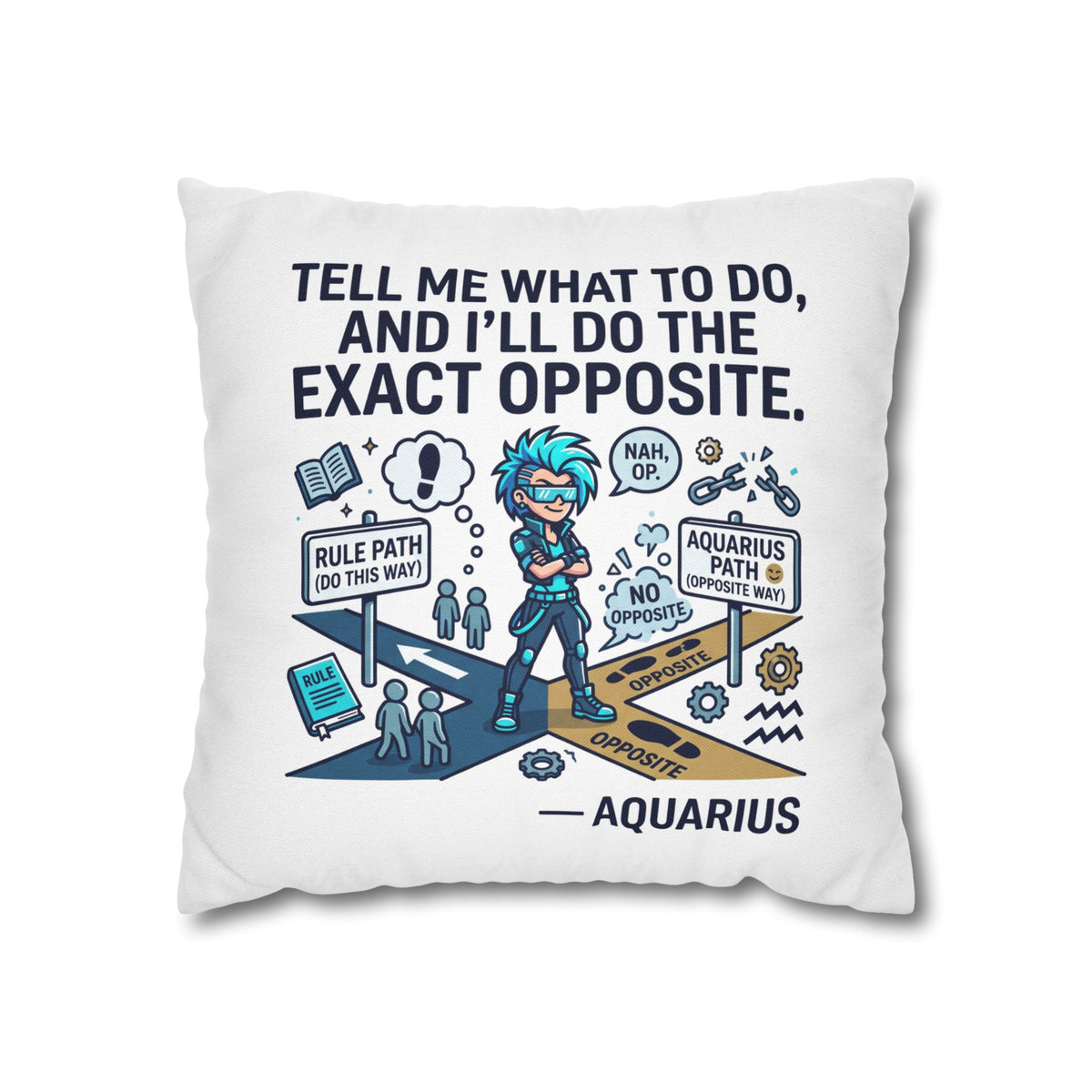 Aquarius Zodiac Spun Polyester Square Pillowcase