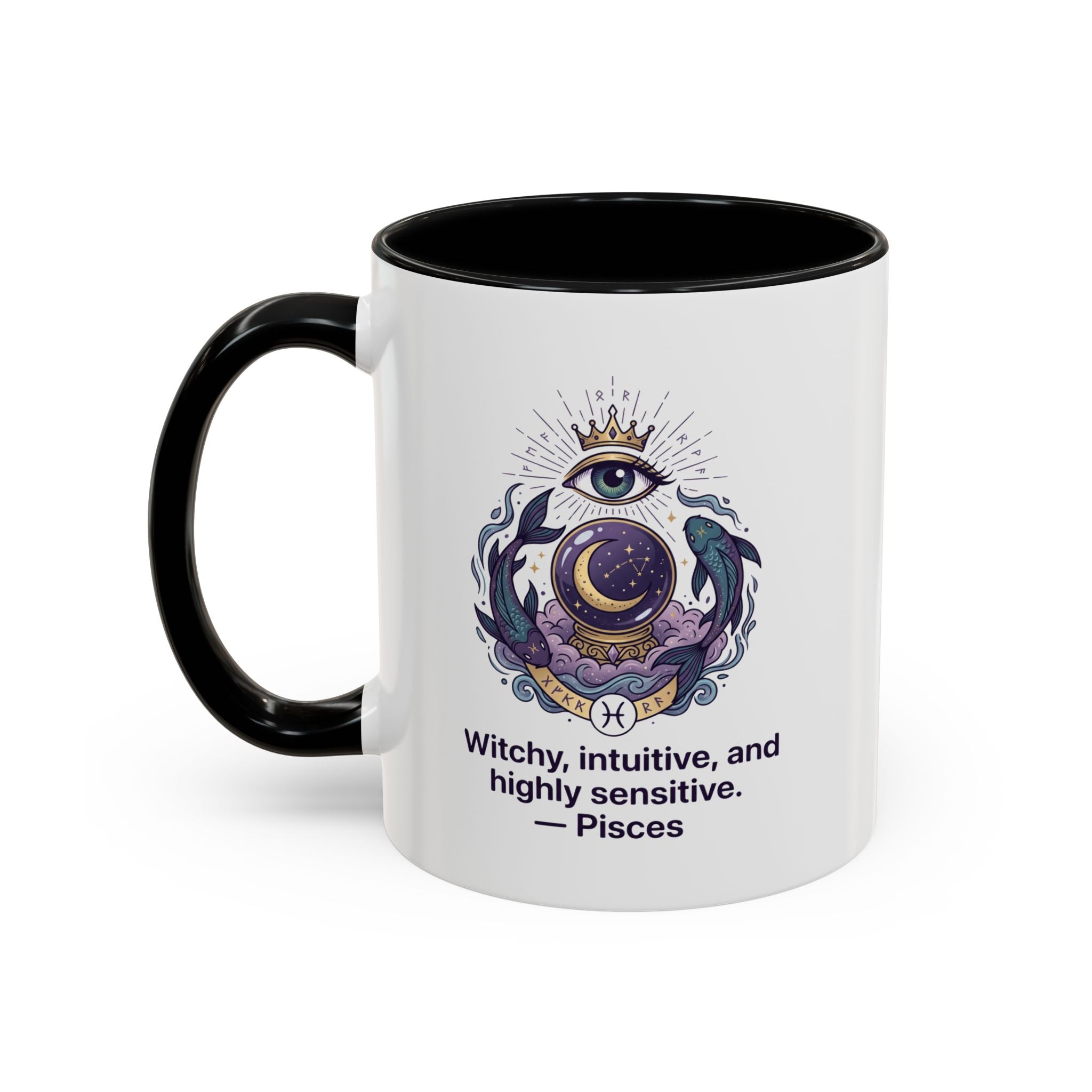 Pisces Witchy Accent Mug — "Witchy, intuitive, and highly sensitive" Astrology Coffee Cup (11/15oz)
