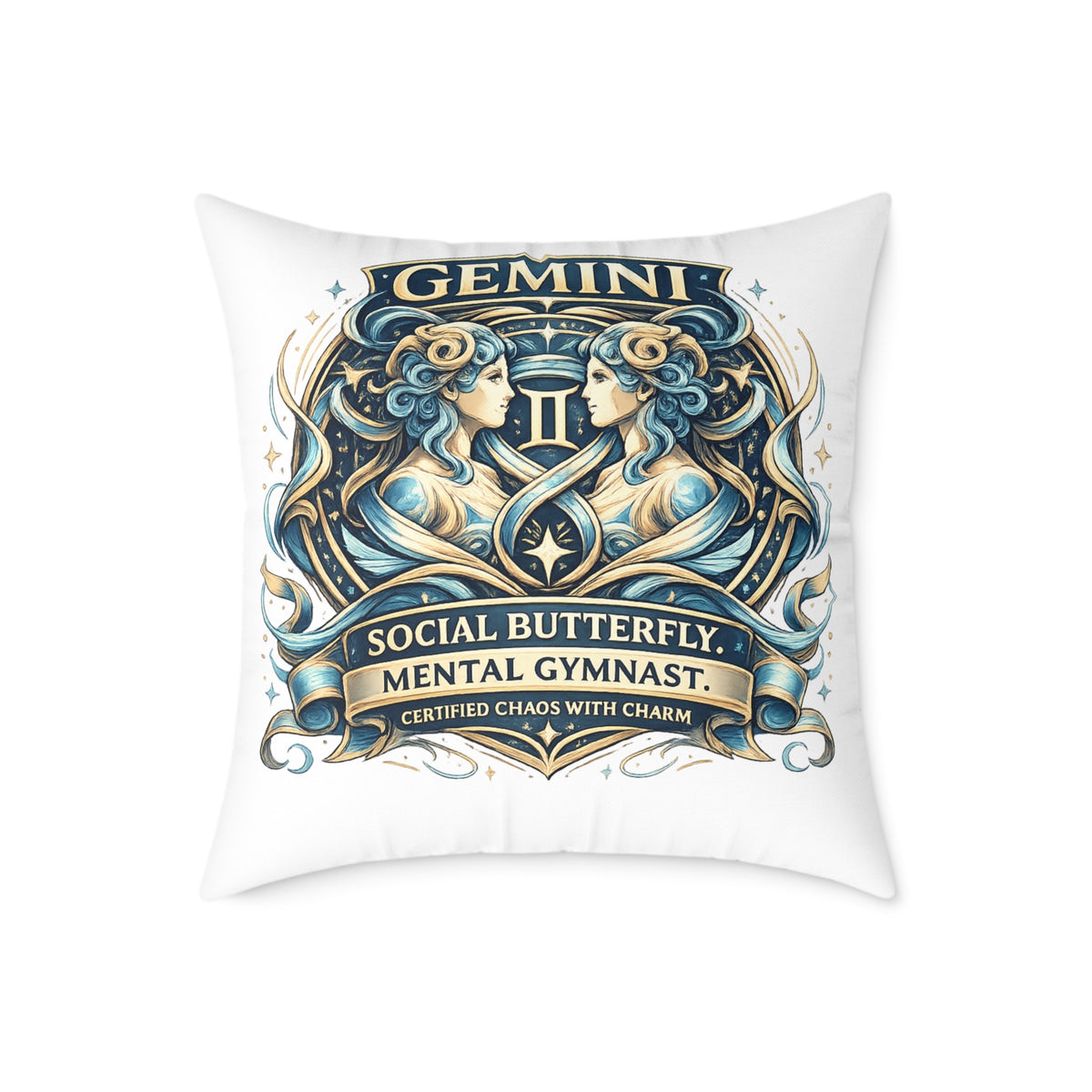 Gemini Zodiac Social Butterfly Square Poly Canvas Pillow