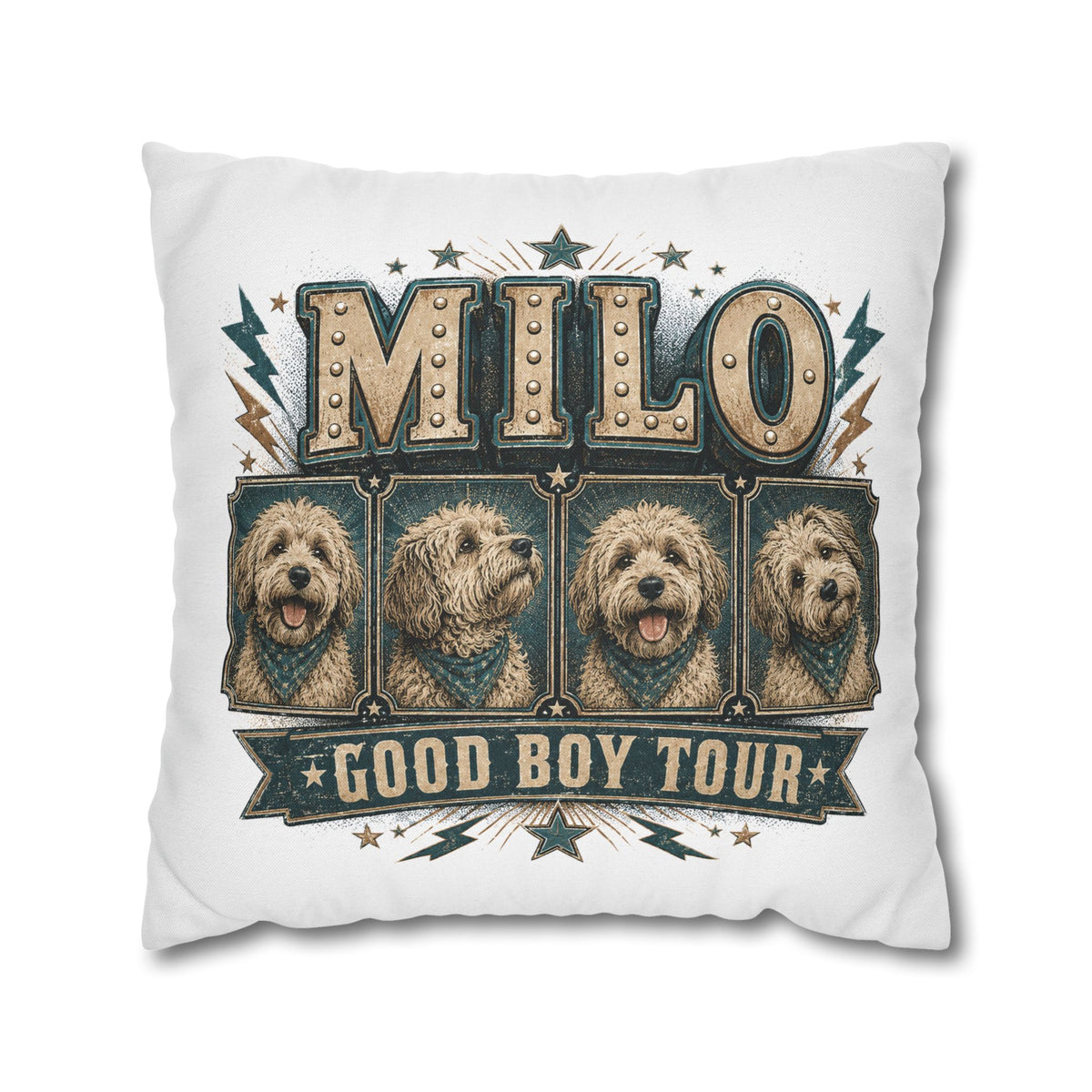 Milo "Good Boy Tour" Dog Photo Throw Pillowcase Milo Bailey Dog Dad Mom