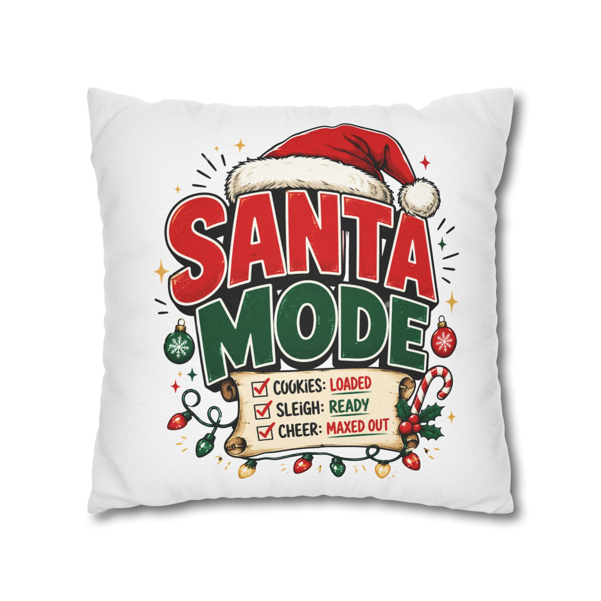 Christmas Santa Mode Holiday Throw Pillow — 'Santa Mode' Festive Decorative Pillowcase