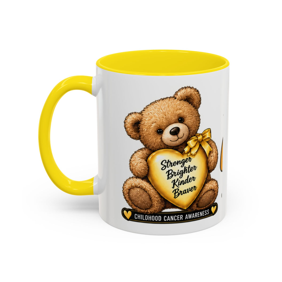 Gold Ribbon Teddy Bear Childhood Cancer Awareness Accent Mug (11/15oz)