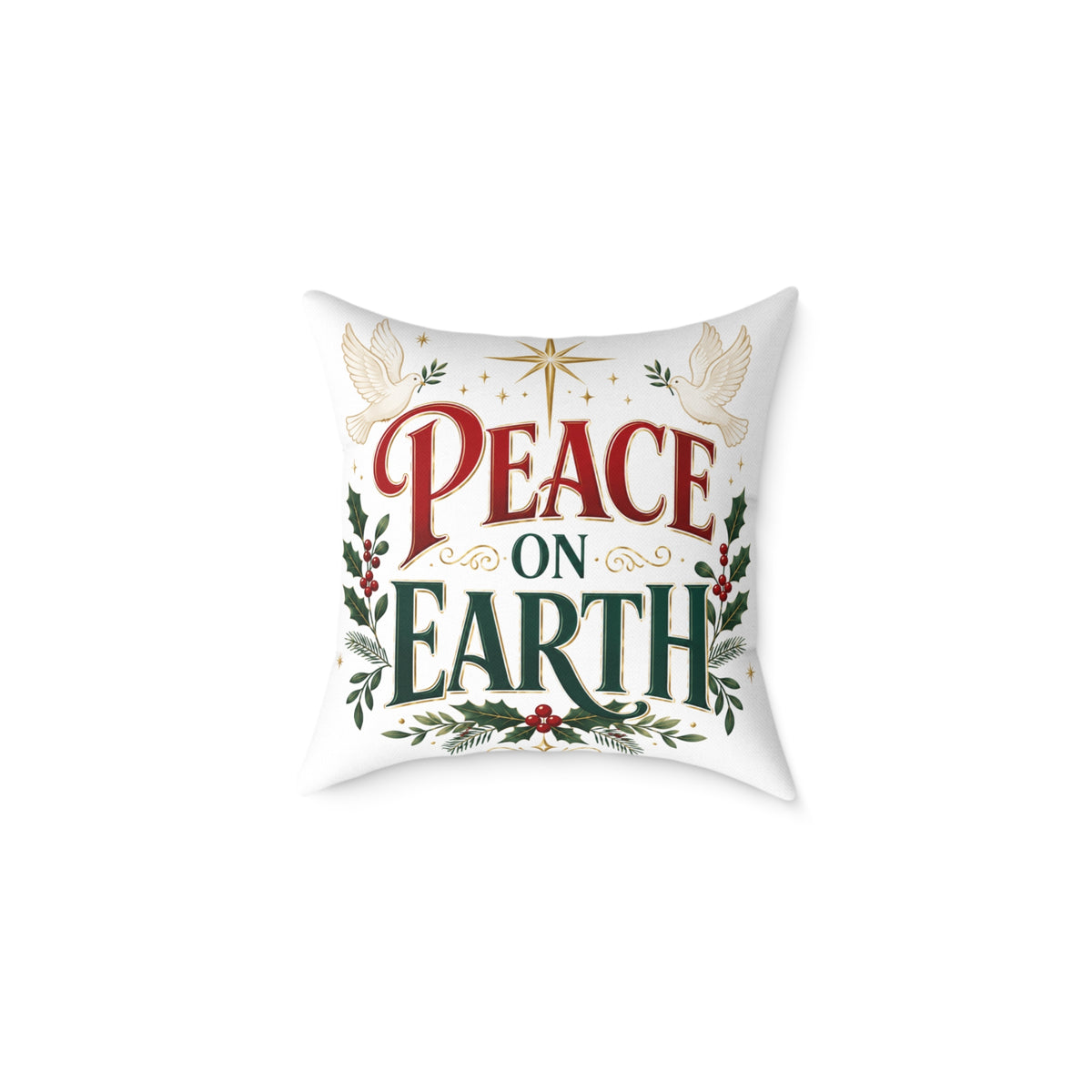 Christmas Peace on Earth Holiday Throw Pillow — Christmas Decorative Square Cushion