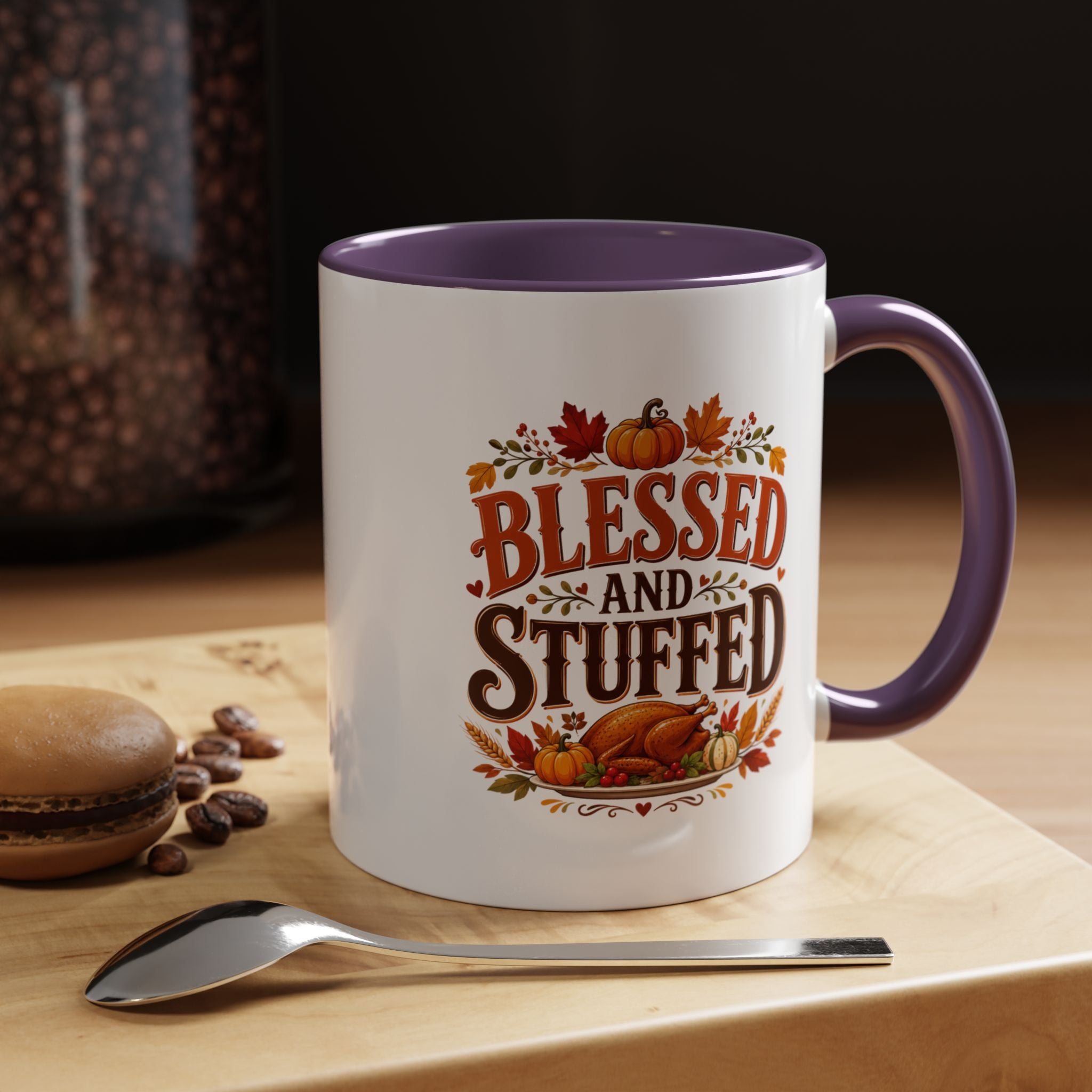 Thanksgiving Mug Blessed and Stuffed Coffee Mug — Thanksgiving Fall Ceramic Accent Mug