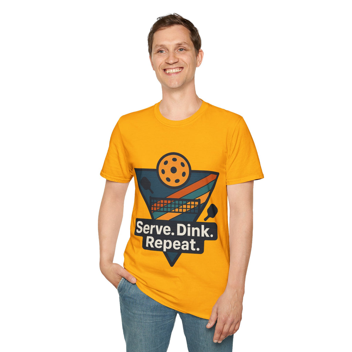 Pickleball T-Shirt — Retro Paddle & Ball Design with “Serve. Dink. Repeat.” Slogan - Trending Now - August 2026