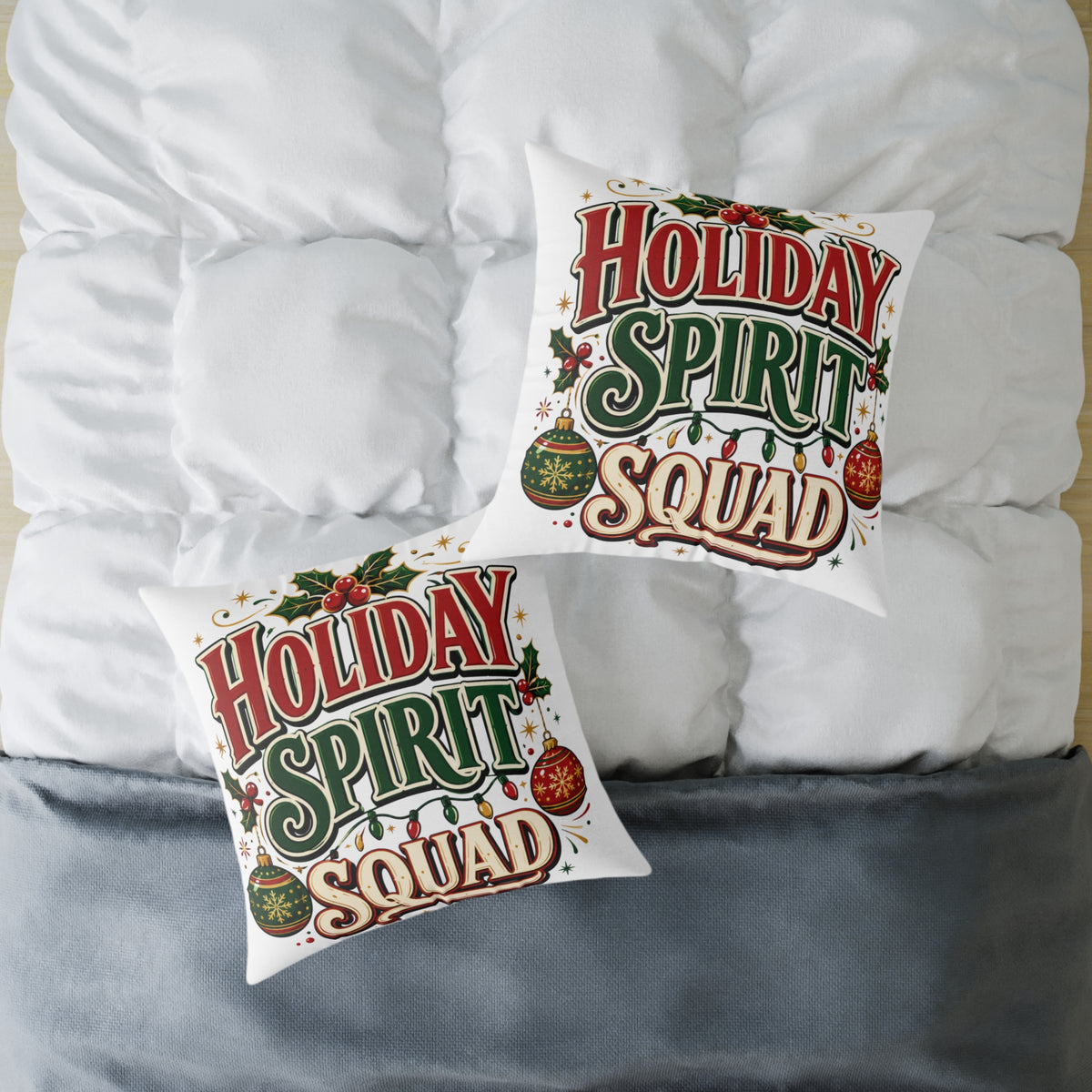 Christmas Holiday Spirit Squad Pillow – Festive Christmas Decorative Throw Cushion