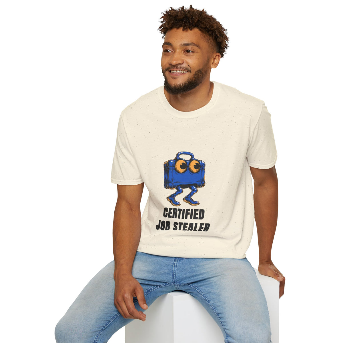 T-Shirt — Certified Job Stealer Funny Blue Suitcase Graphic - Trending Now - August 2026