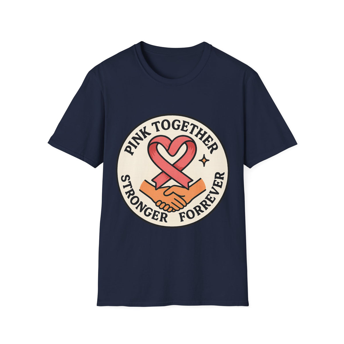 Pink Together Stronger Forever Shield Badge T-Shirt, Breast Cancer Heart Ribbon Tee - Trending Now - September 2026