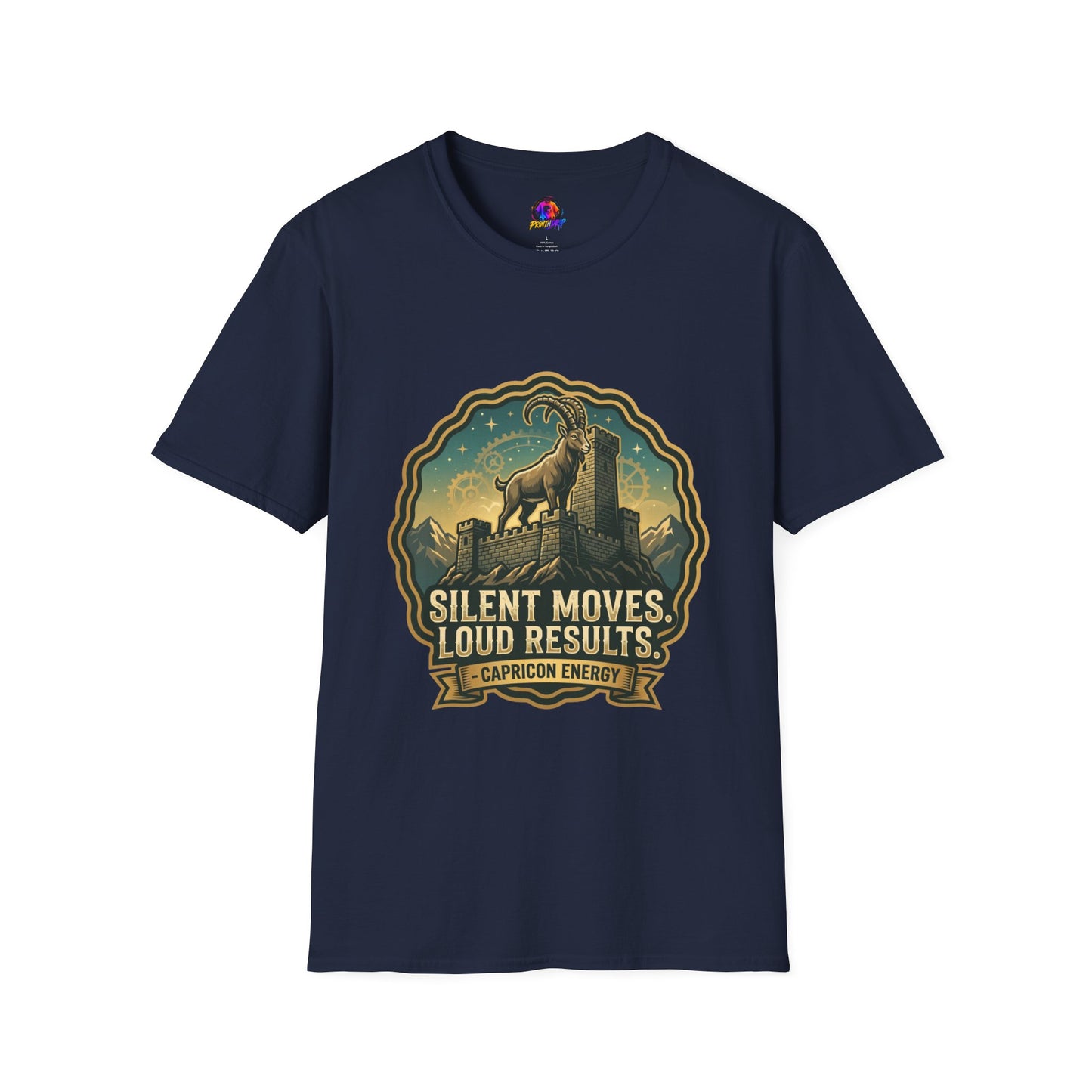 Silent Moves, Loud Results Goat Graphic Tee — Motivational Mountain Goat Shirt