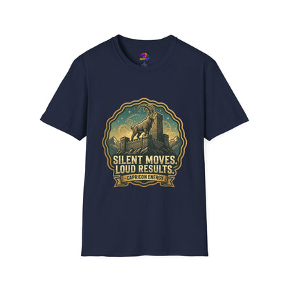 Silent Moves, Loud Results Goat Graphic Tee — Motivational Mountain Goat Shirt