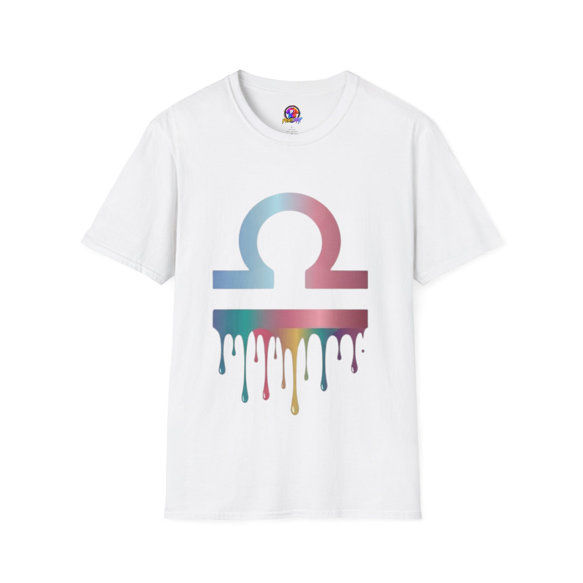 Omega Symbol T-Shirt — Pastel Gradient Drip Design