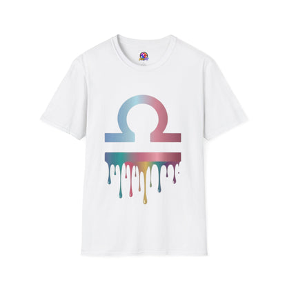 Omega Symbol T-Shirt — Pastel Gradient Drip Design