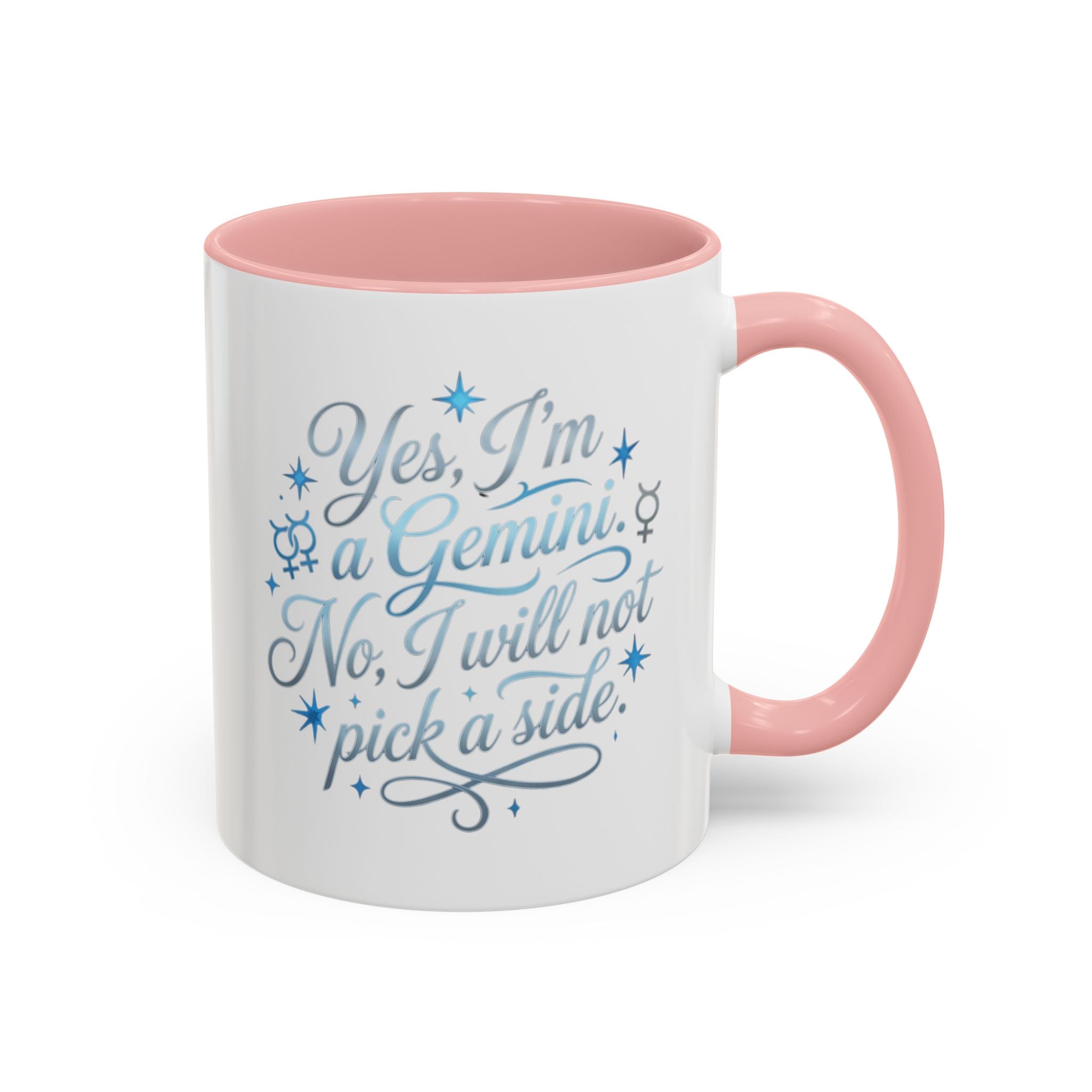 Gemini Zodiac Accent Coffee Mug – “Yes, I’m a Gemini. No, I will not pick a side.” – Astrological Gift