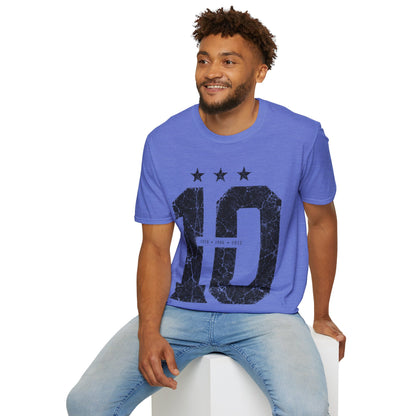 Vintage Argentina Worldcup winning No. 10 Jersey T-Shirt — Distressed Number Tee with Three Stars