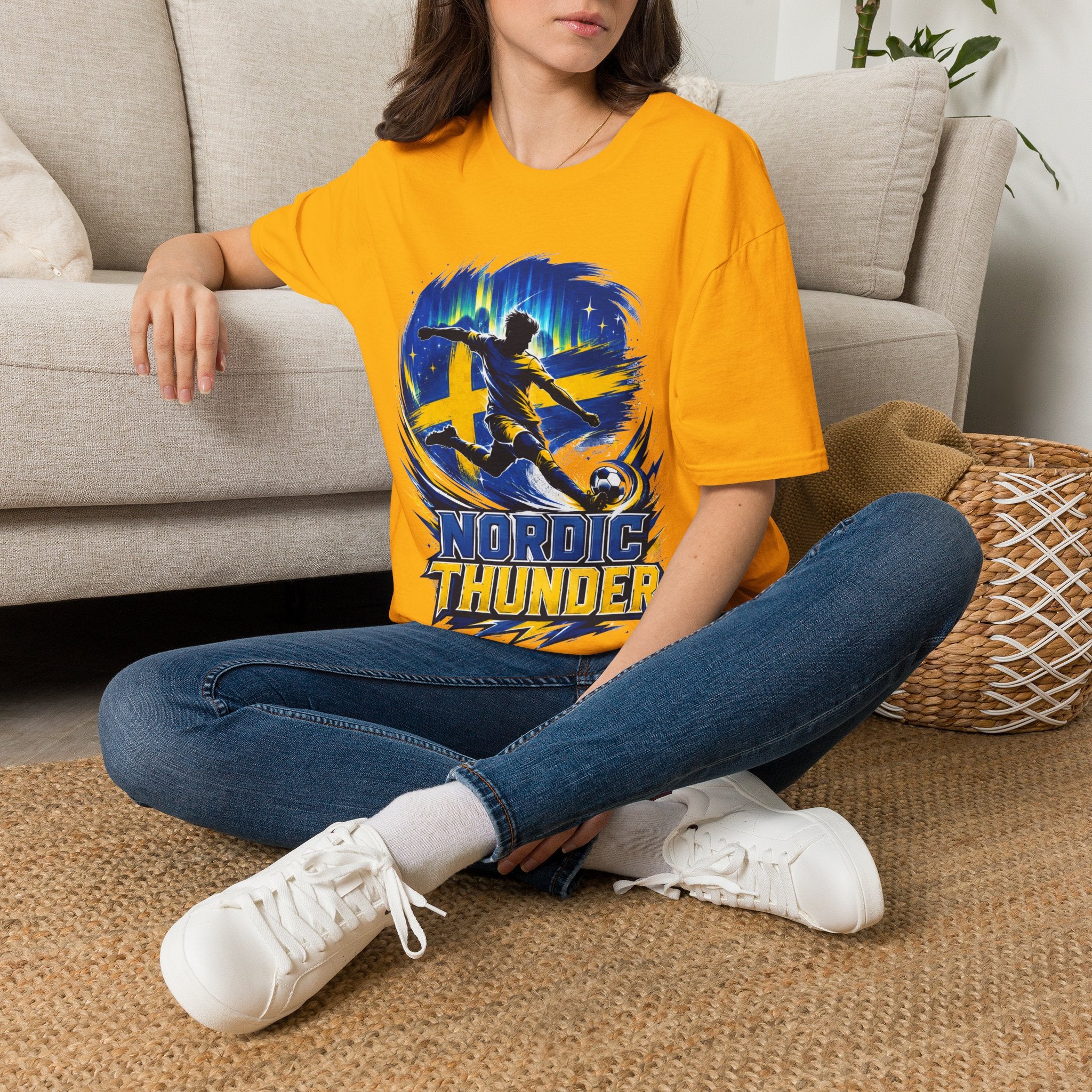 Sweden Nordic Thunder Soccer T-Shirt — Sweden Football Fan Tee