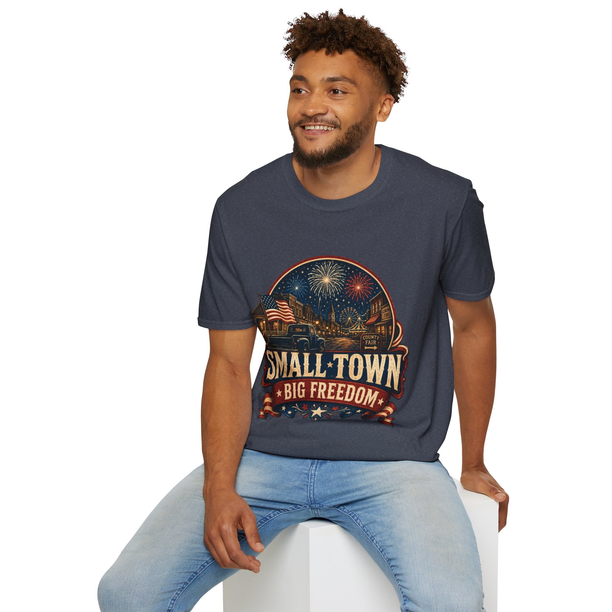 Small Town Big Freedom T-Shirt — Patriotic 4th of July Fireworks Tee