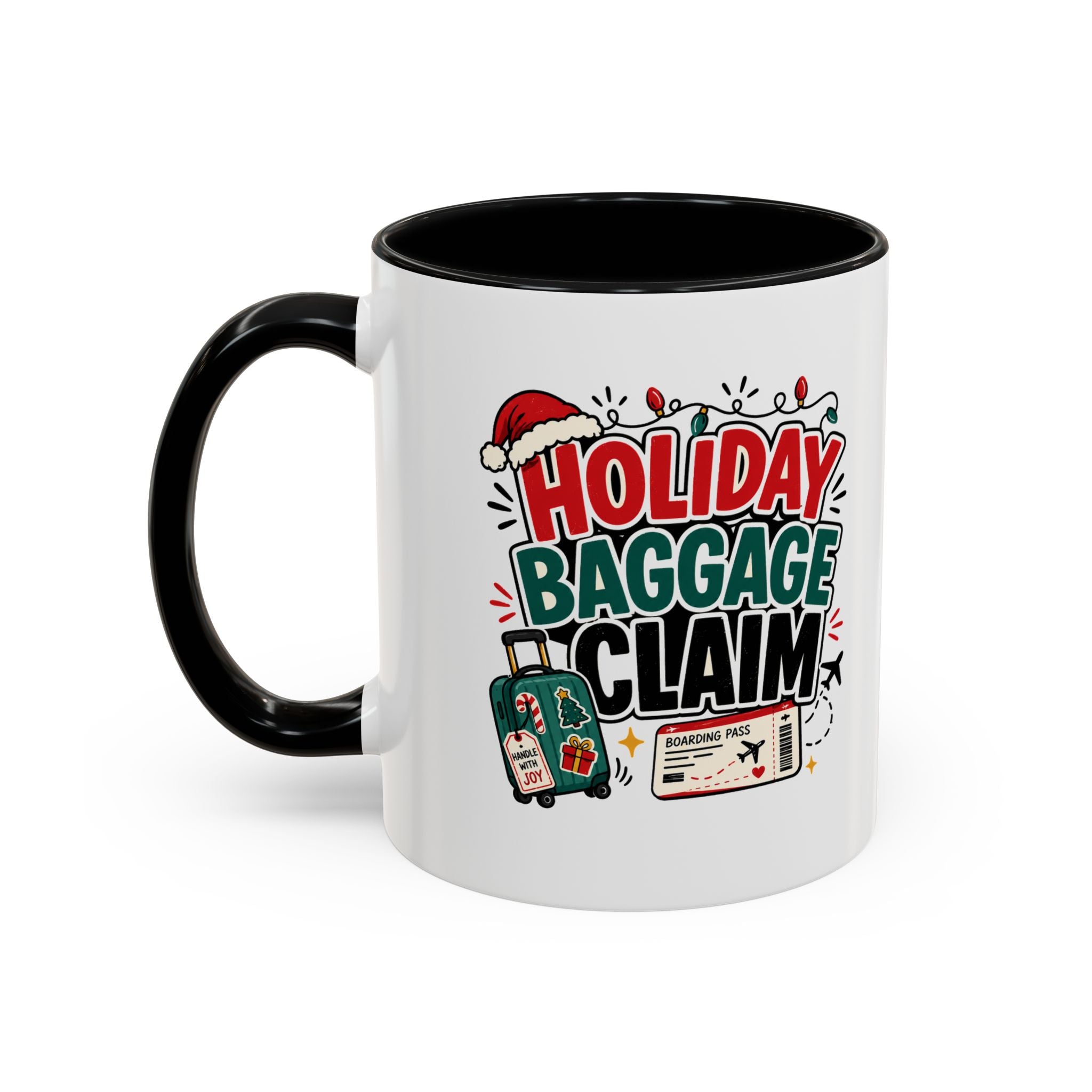 Modern Day Christmas Holiday Baggage Claim Coffee Mug — Funny Christmas Travel Gift (11/15oz)