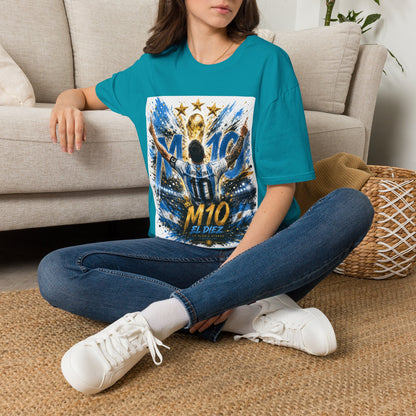 Argentna  Soccer M10 Champion T-Shirt — Gold Trophy & Stars Football Fan Tee