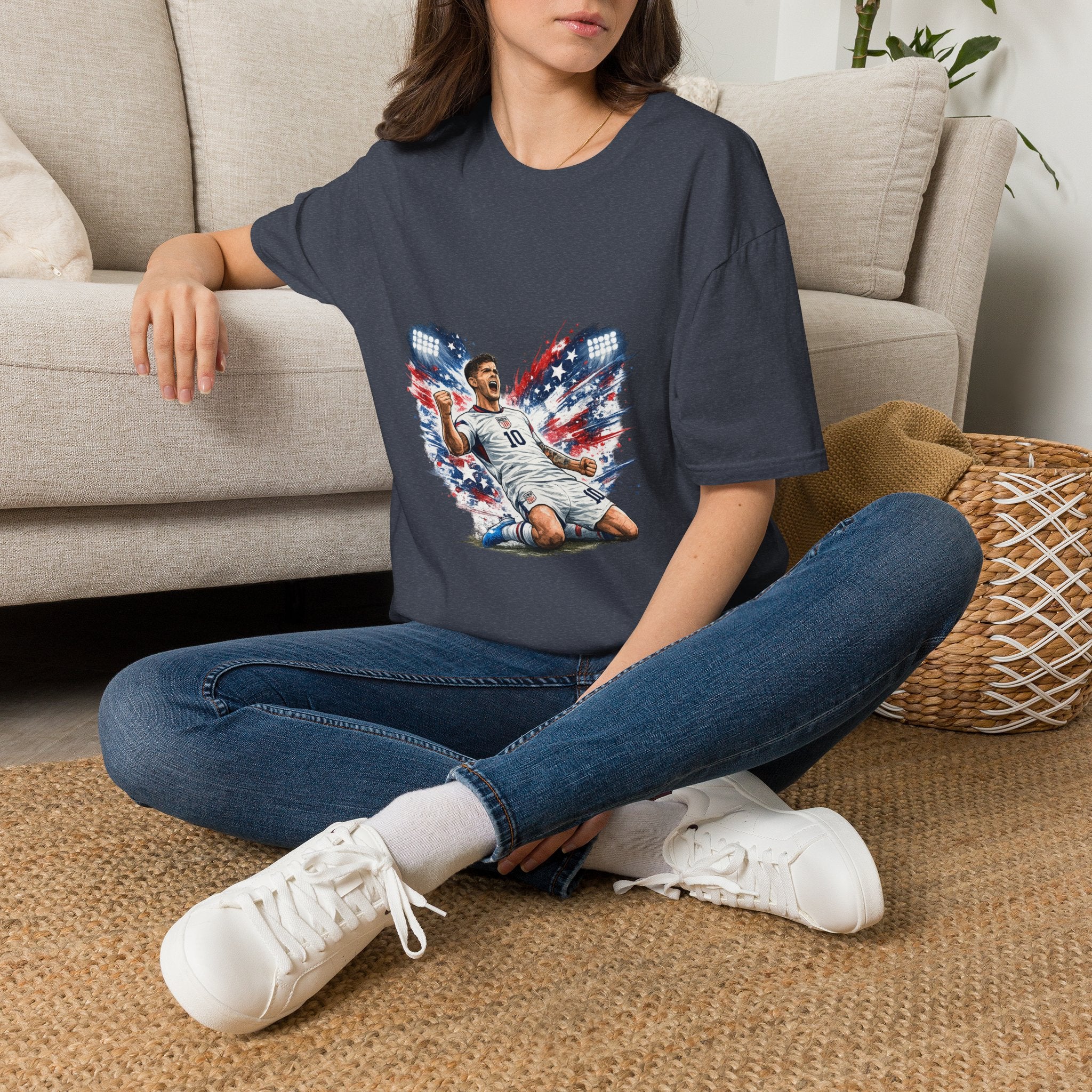 USA Soccer Player Flag T-Shirt — Patriotic Football Fan Tee