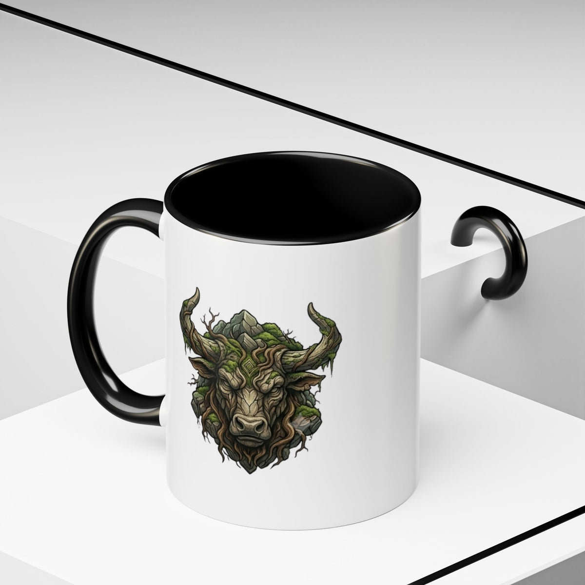 Taurus Bull Nature Coffee Mug — Rustic Green Bull Head Accent Mug