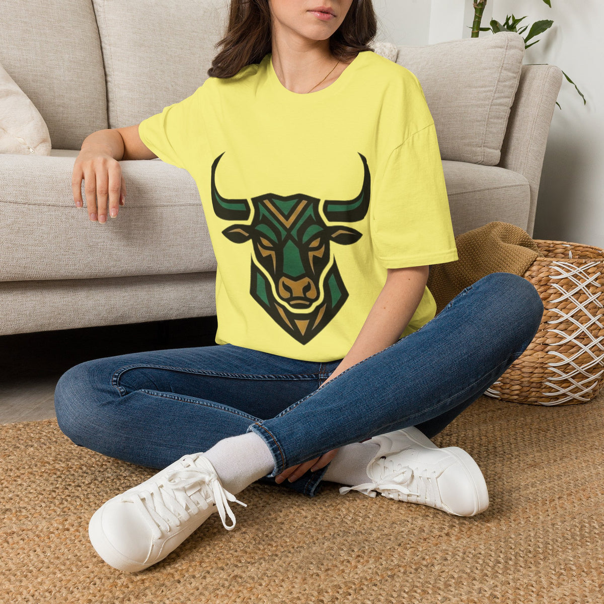 Bull Head Graphic T-Shirt — Tribal Geometric Rodeo Tee