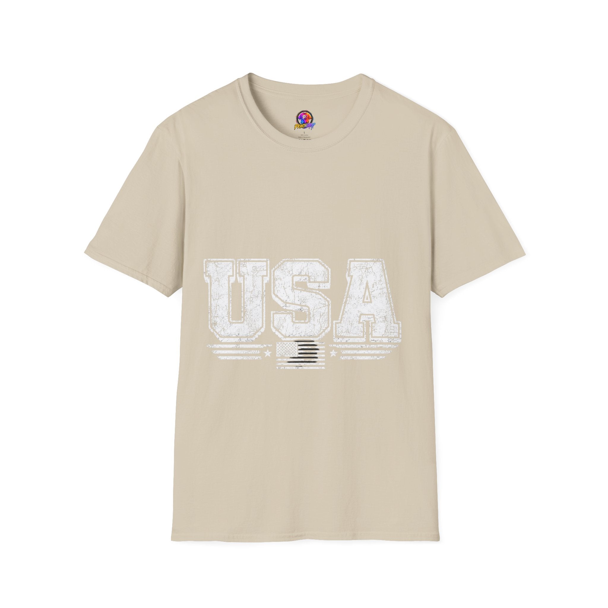 USA Vintage Block T-Shirt — Patriotic Americana Graphic Tee