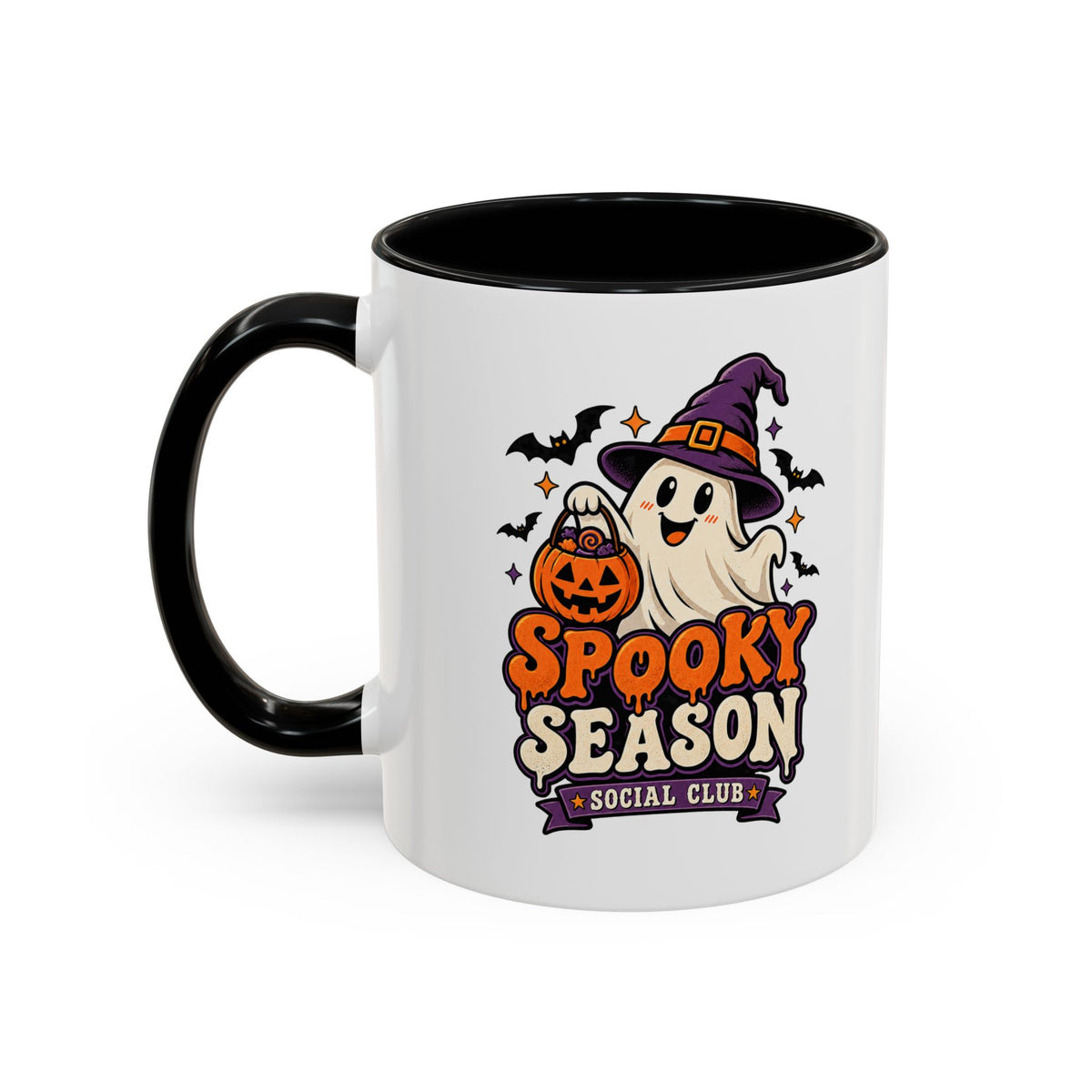 Spooky Season Coffee Mug — Cute Ghost Halloween Accent Mug (11/15oz)