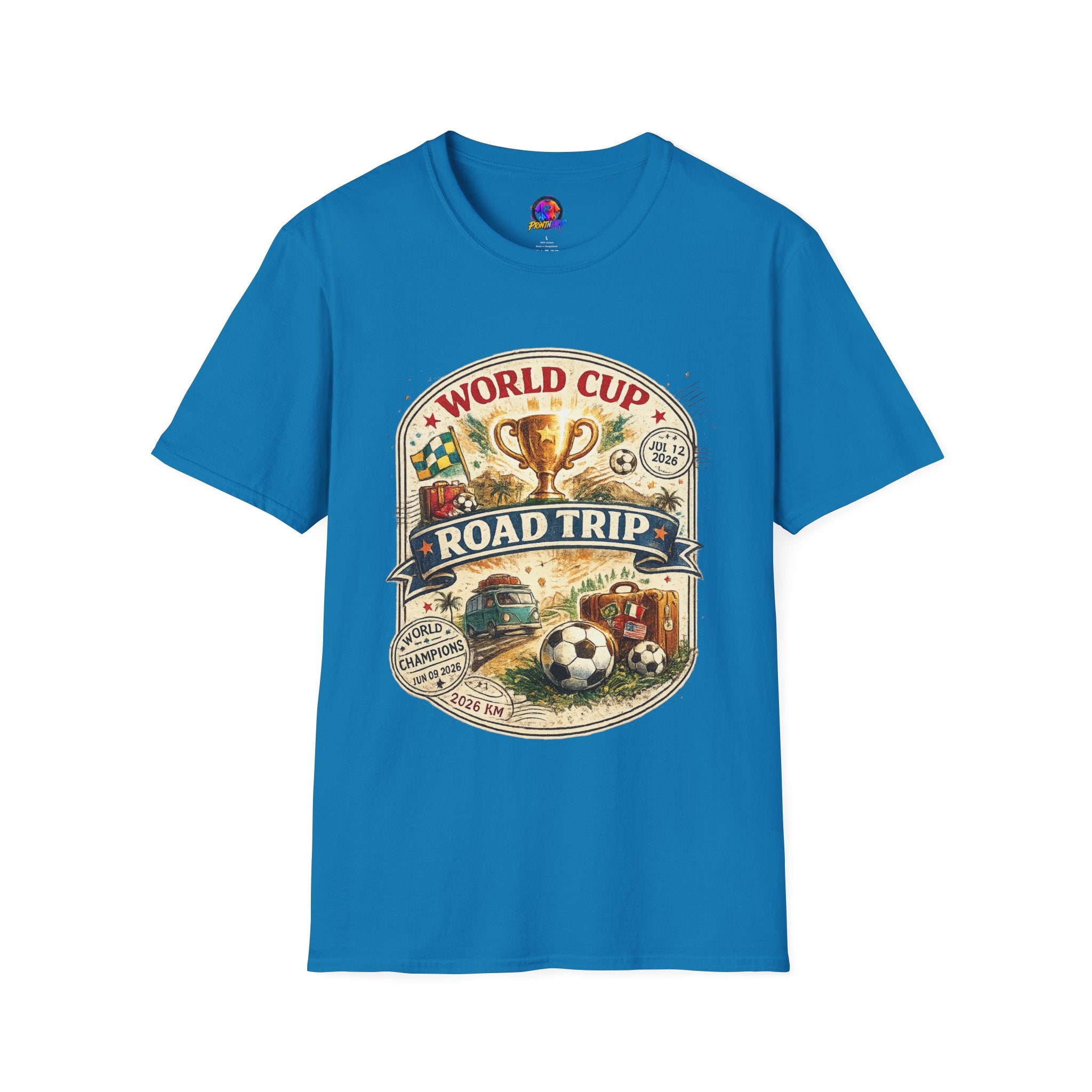 World Cup Road Trip T-Shirt — Vintage Soccer Trophy Design
