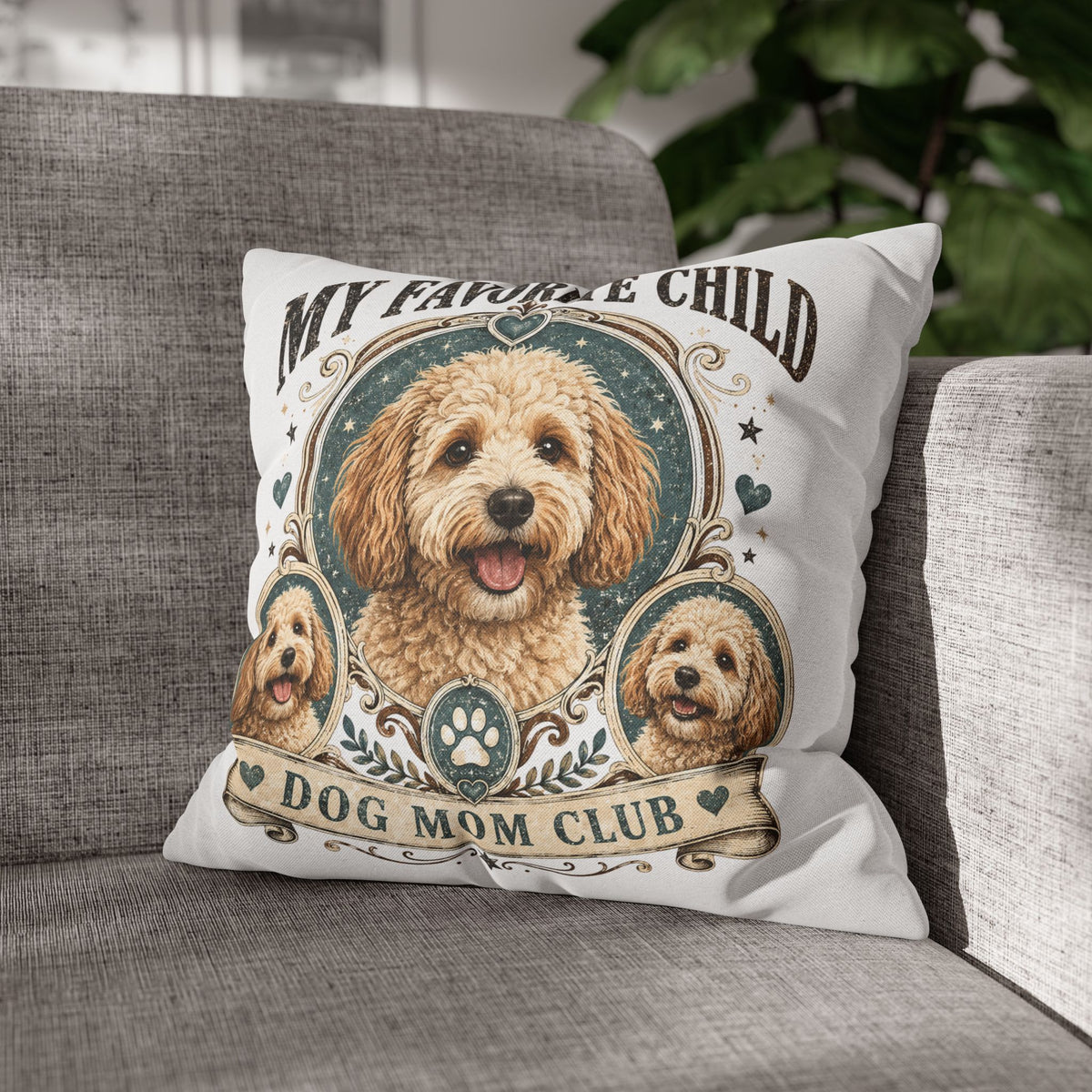 My Favorite Child Dog Mom Club Pillowcase Milo Bailey Dog Dad Mom – Cute Goldendoodle Decorative Pillow Cover