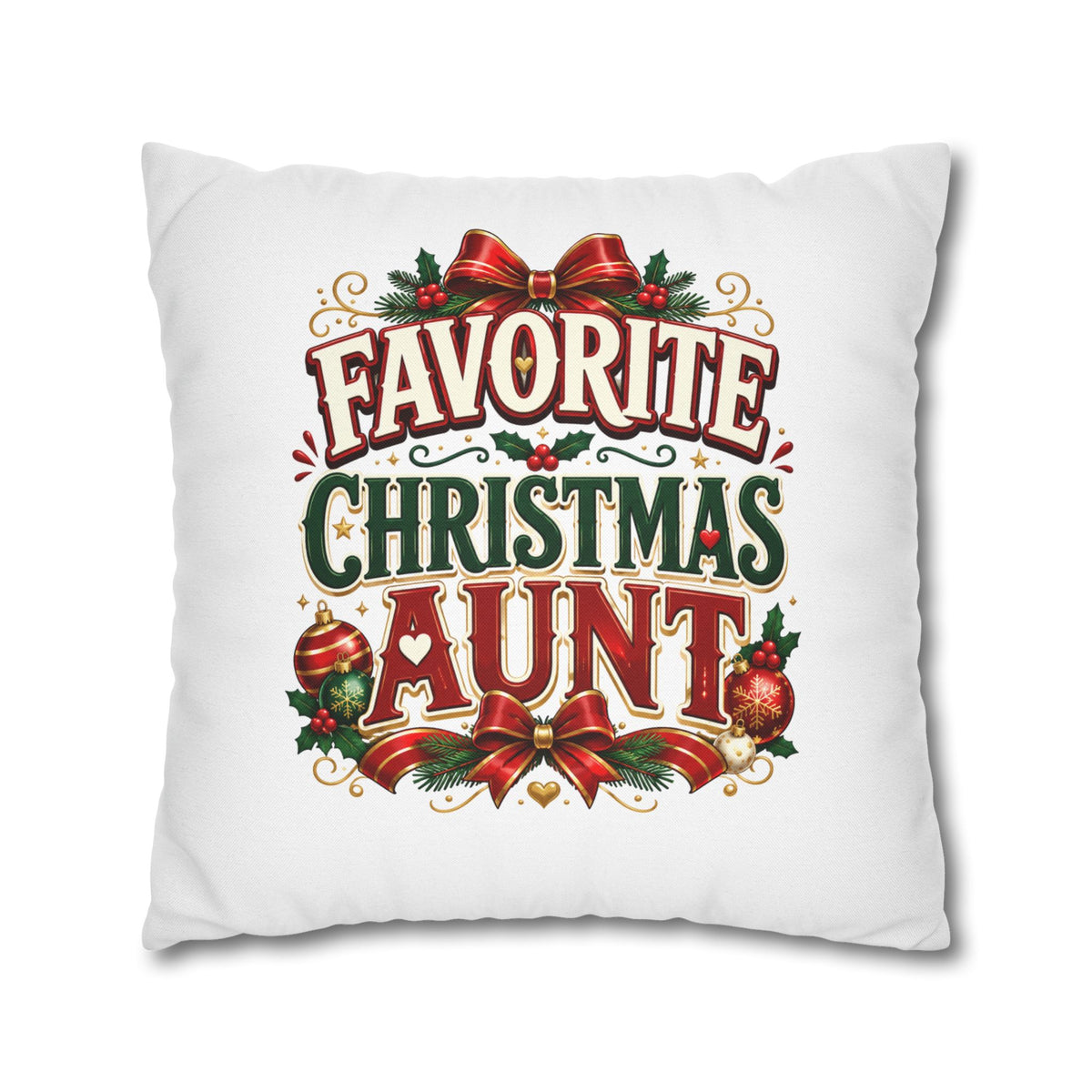 Favorite Christmas Aunt Pillowcase - Festive Holiday Decorative Throw Pillowcase